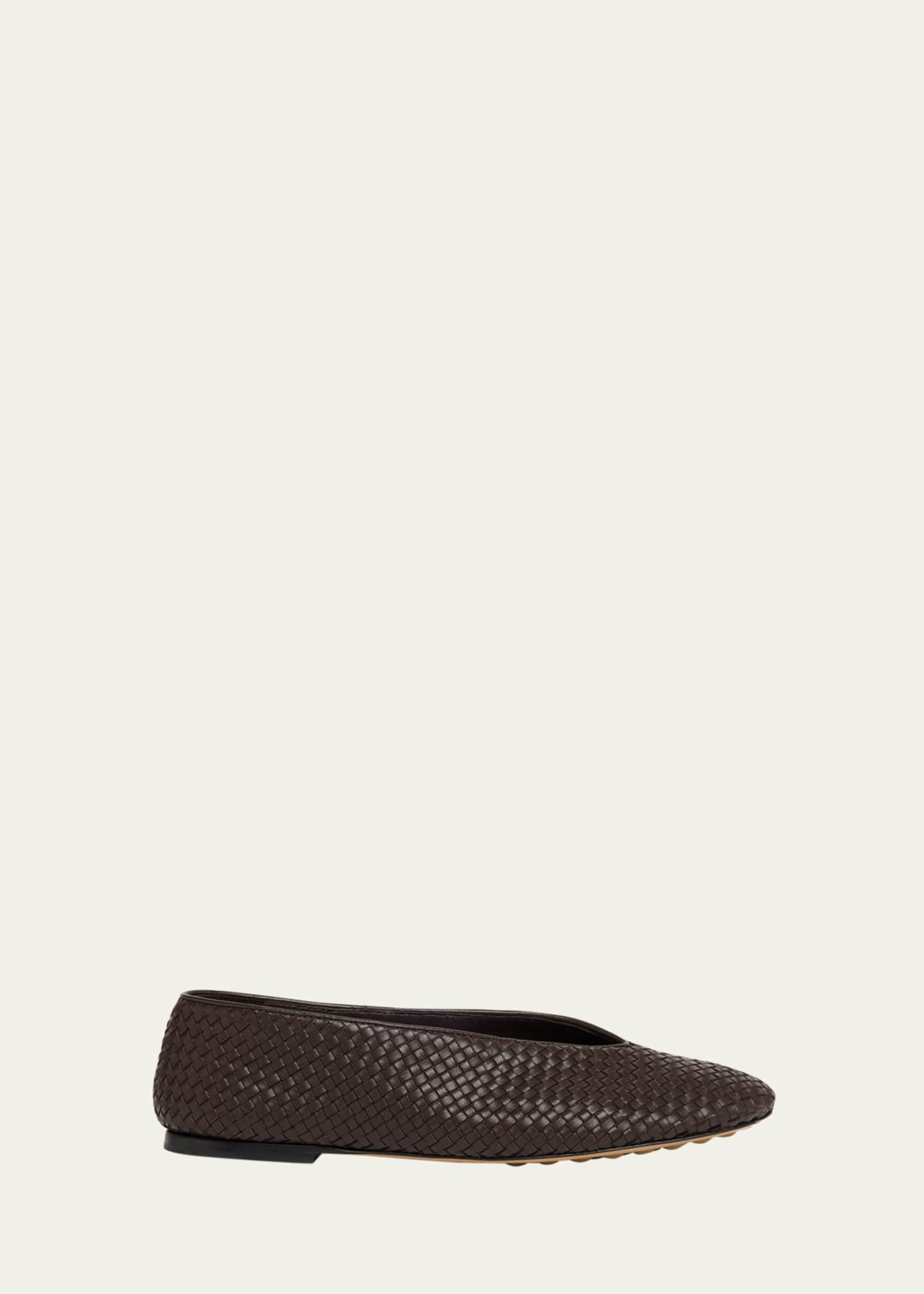 Bottega Veneta Micro Woven Nappa Leather Ballerina Flats Image 1 of 6