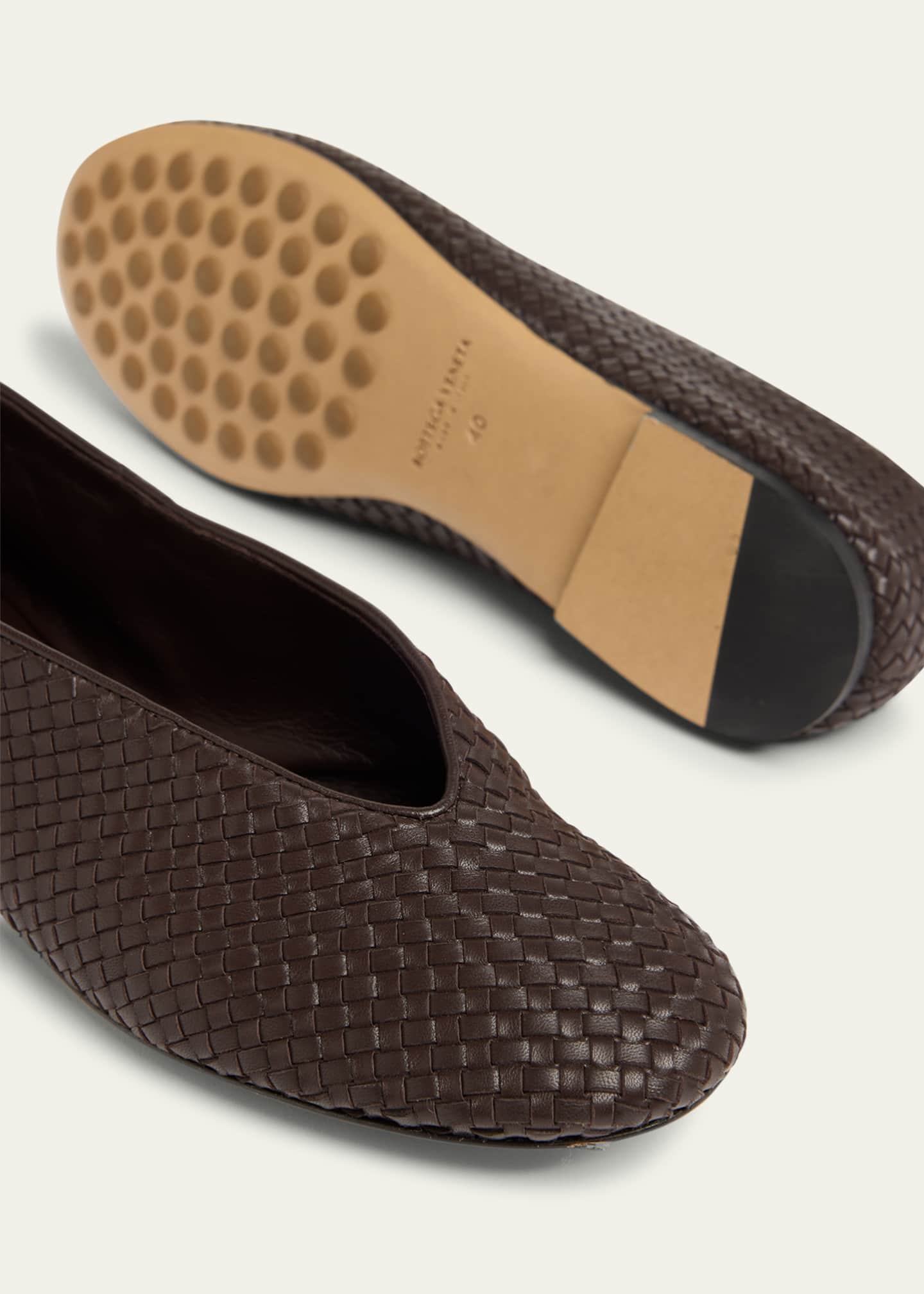 Bottega Veneta Micro Woven Nappa Leather Ballerina Flats Image 5 of 6