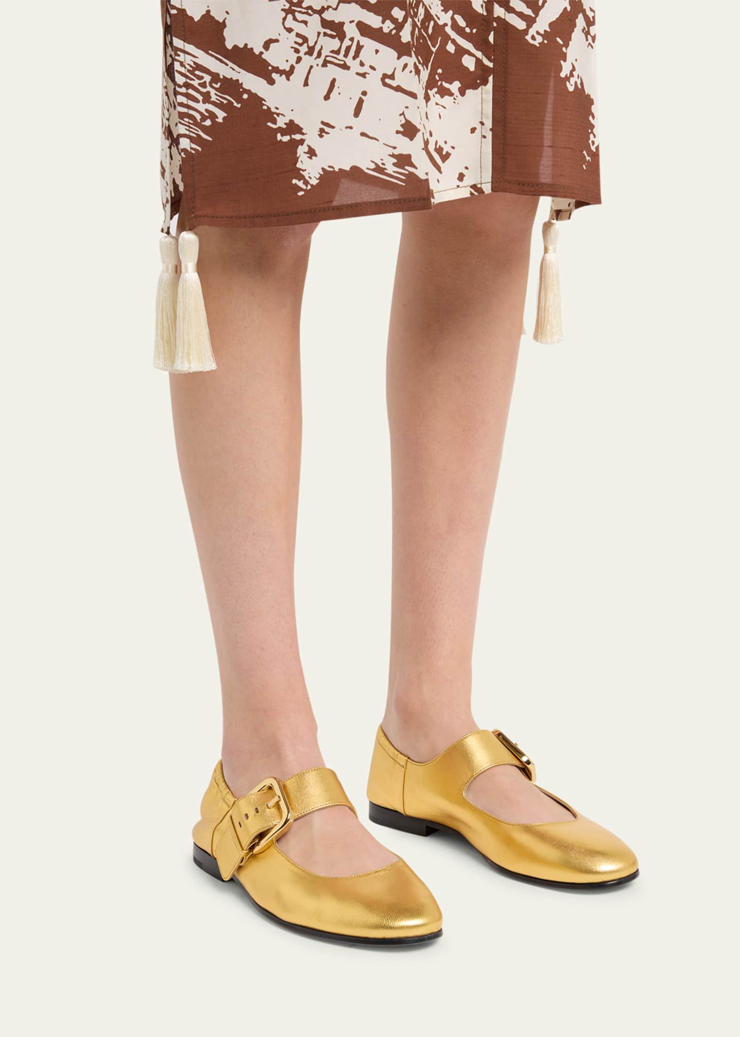 Bottega Veneta Astaire Leather Mary Jane Ballerina Flats Image 2 of 6