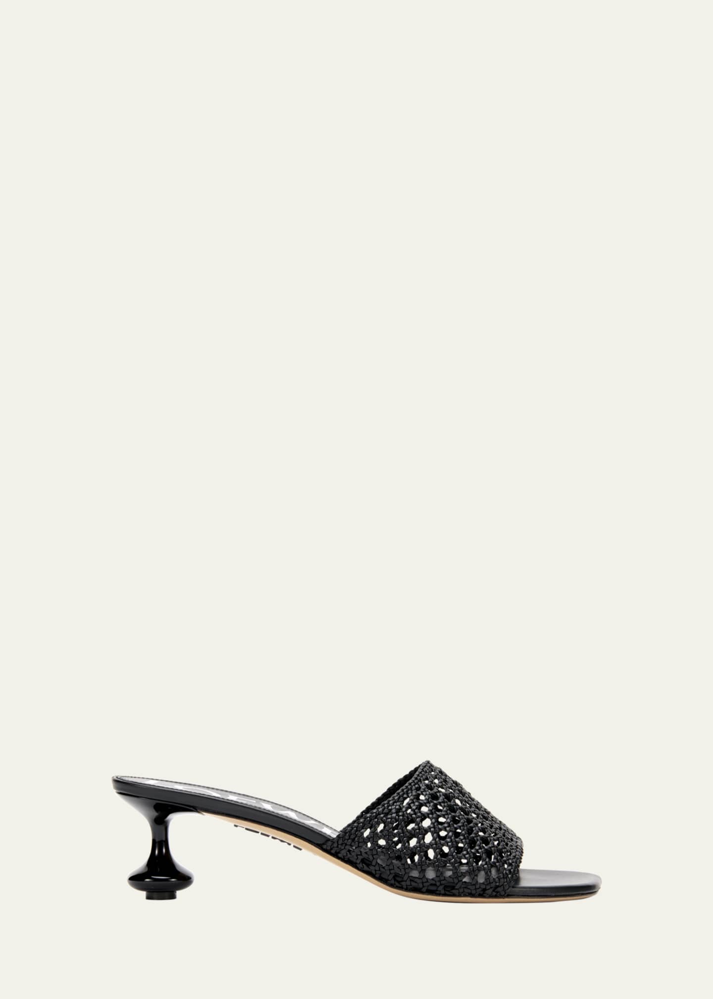 Loewe Toy Leather Woven Slide Sandals