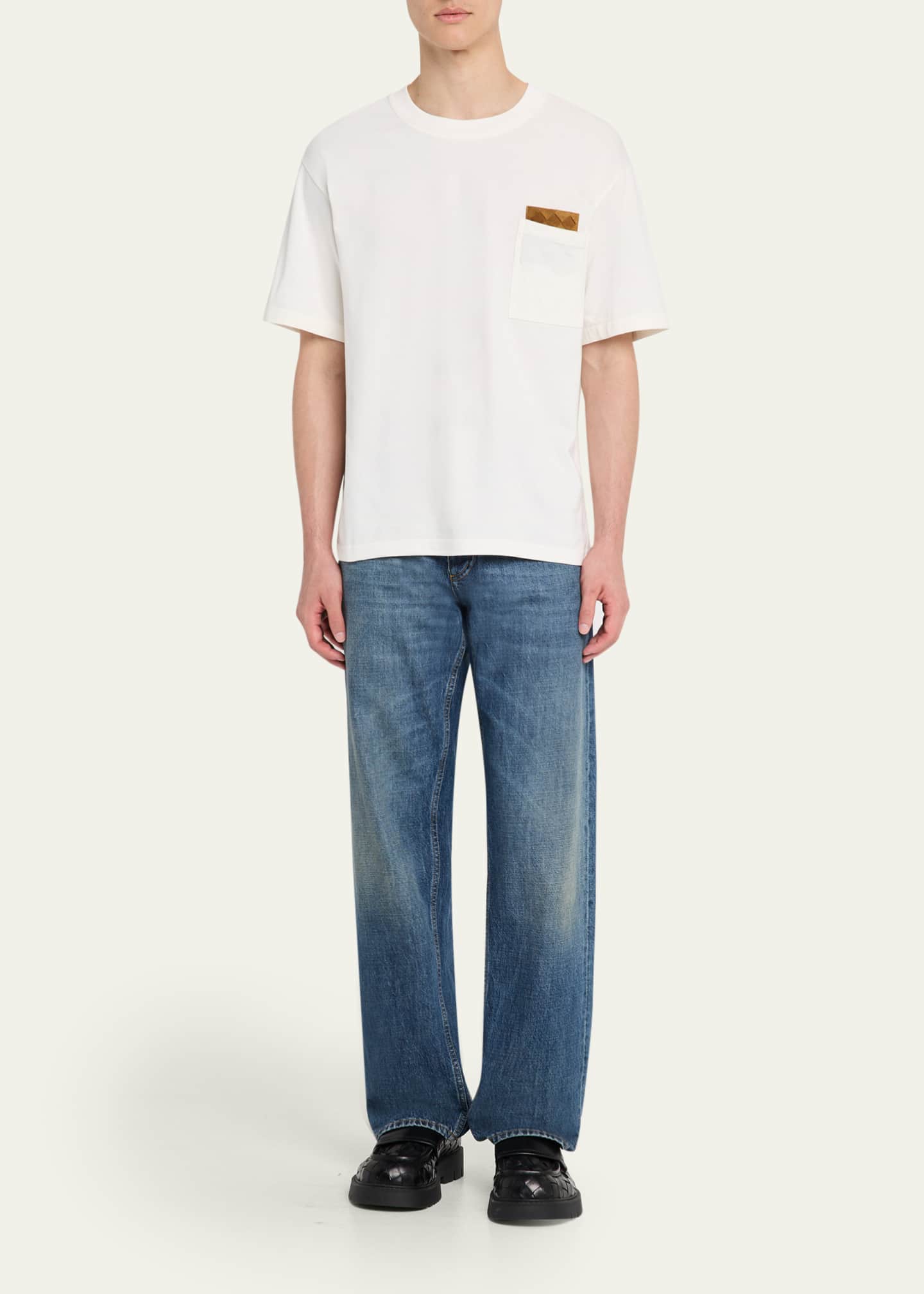 Bottega Veneta Men's Pima Cotton Jersey Intrecciato-Pocket T-Shirt Image 2 of 5
