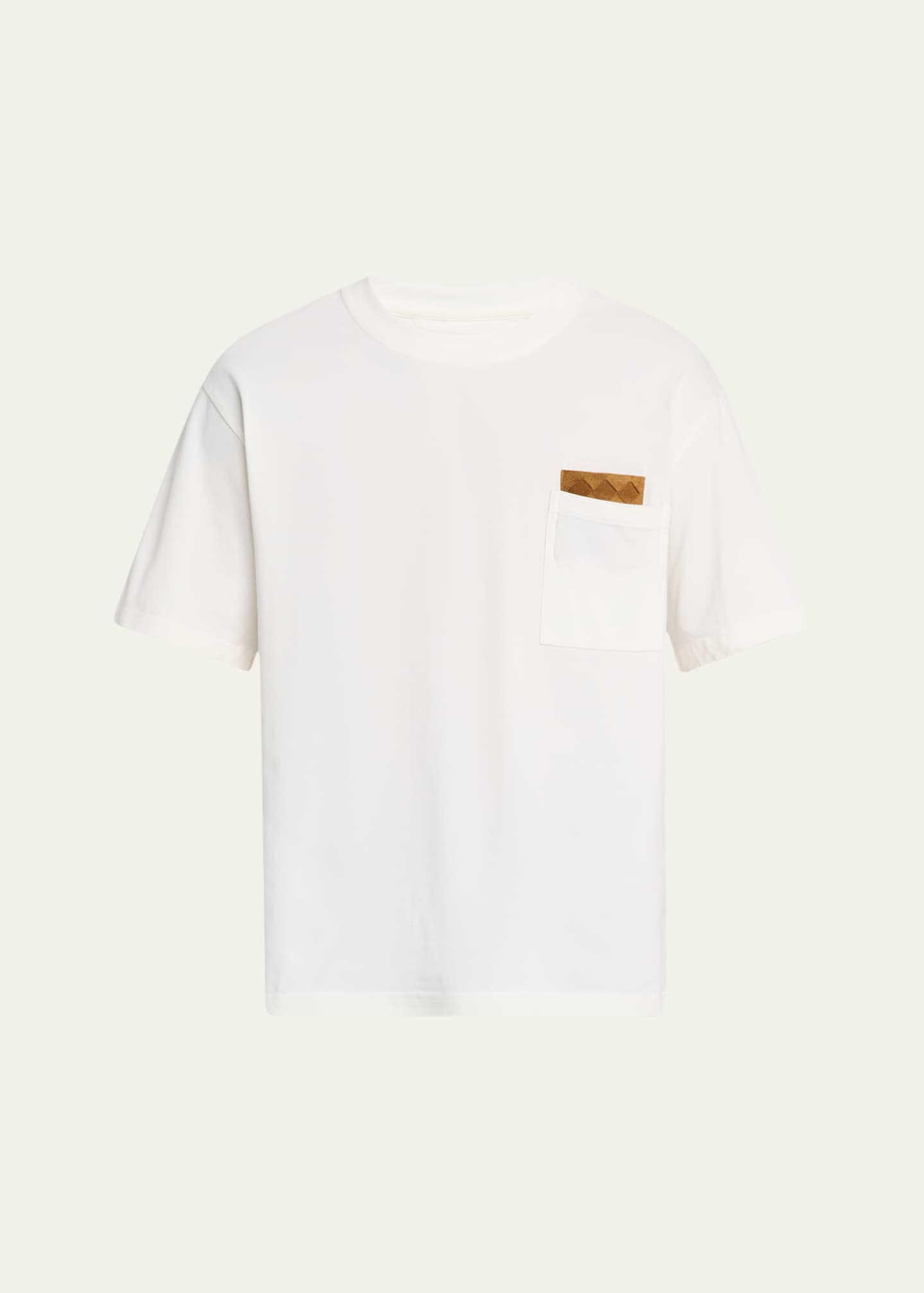 Bottega Veneta Men's Pima Cotton Jersey Intrecciato-Pocket T-Shirt Image 1 of 5