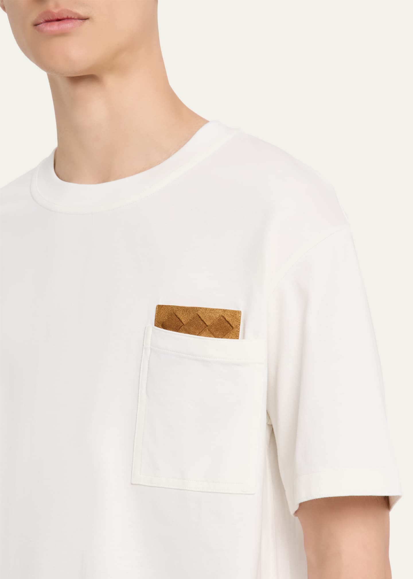 Bottega Veneta Men's Pima Cotton Jersey Intrecciato-Pocket T-Shirt Image 5 of 5