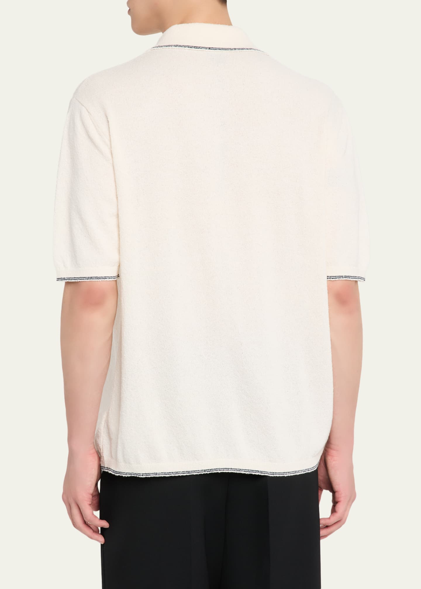 Bottega Veneta Men's Boucle Triangle Pocket Short-Sleeve Shirt Image 3 of 5