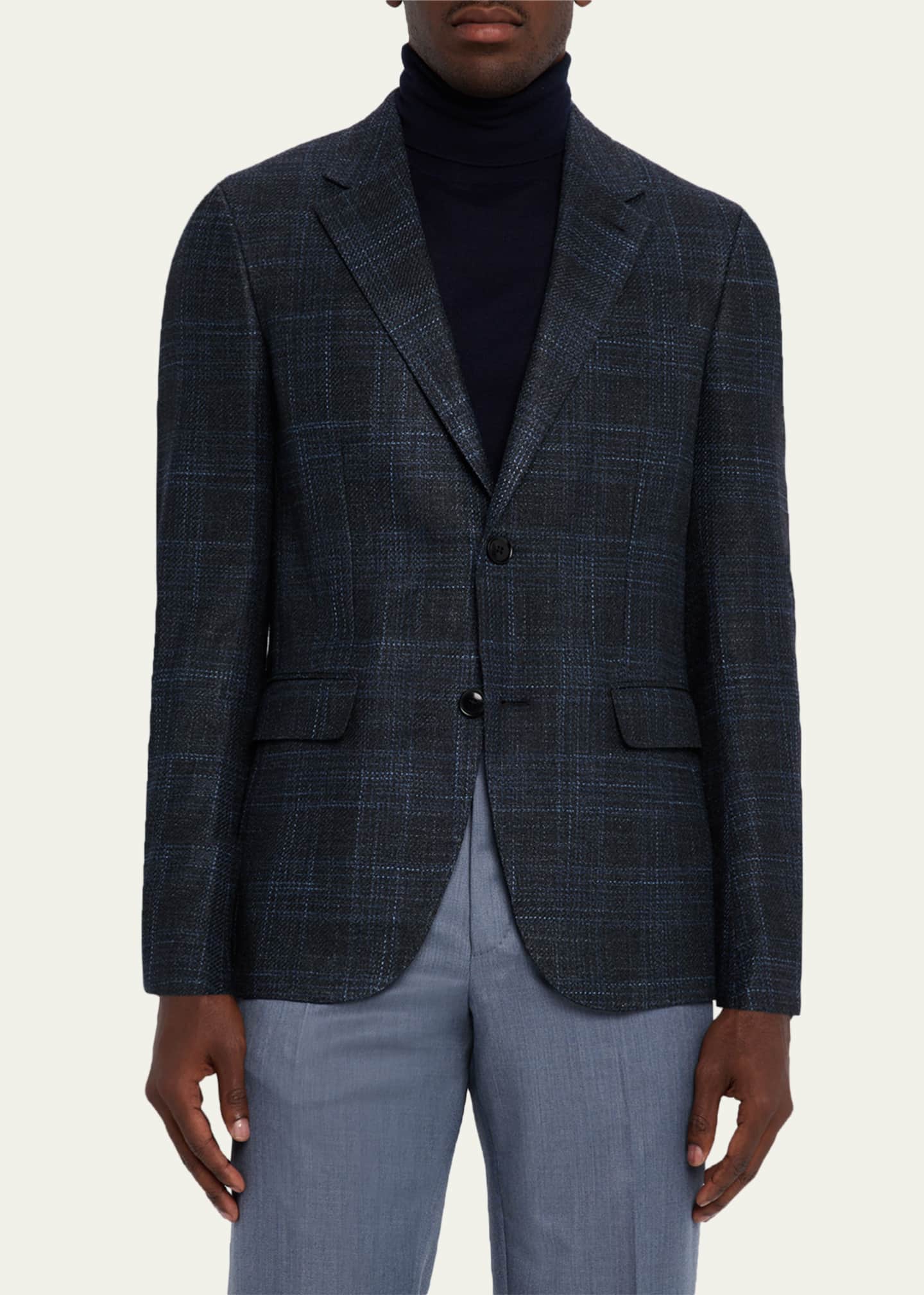 ZEGNA Men's Winter Crossover Check Single-Breasted Sport Coat
