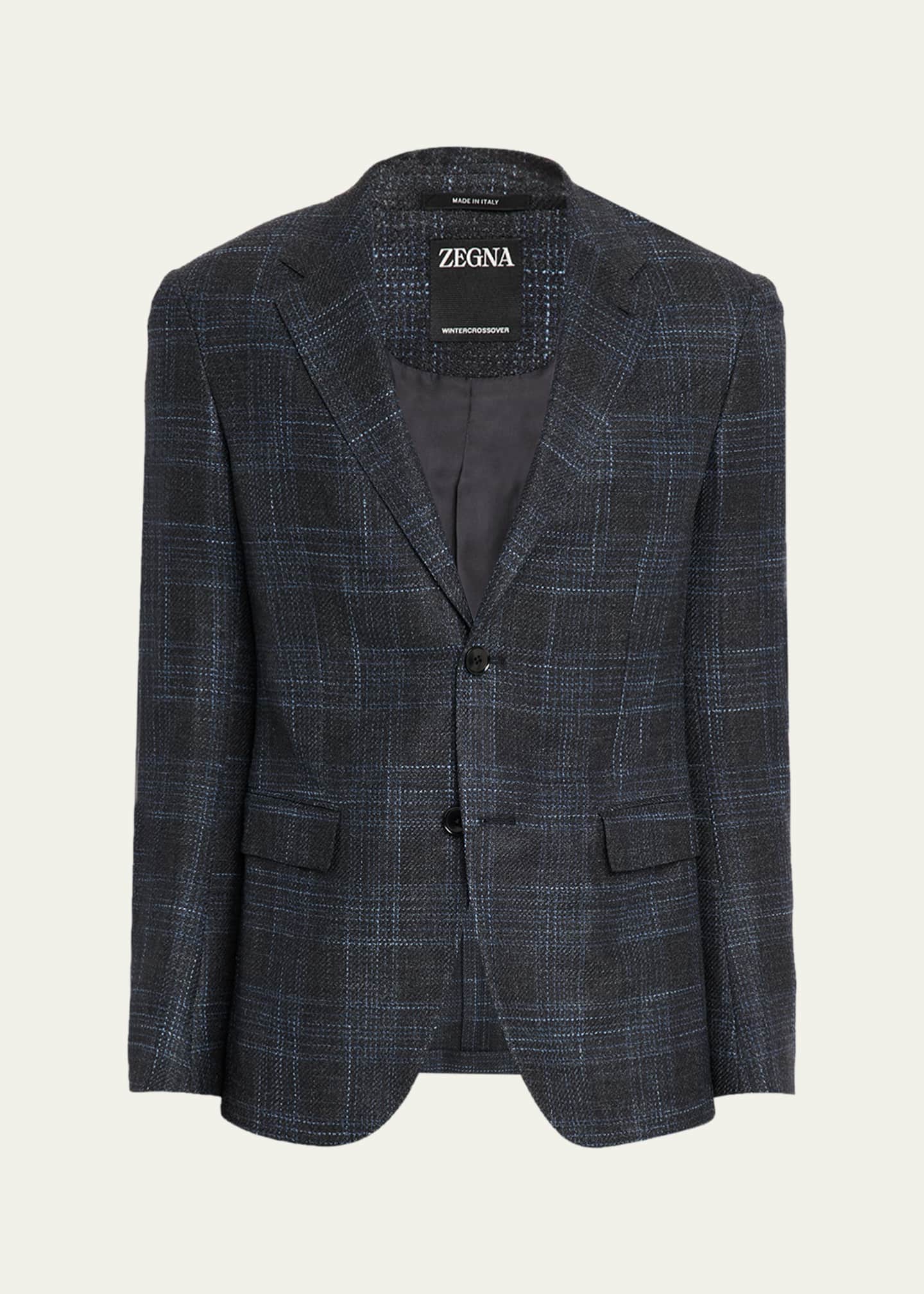 ZEGNA Men's Winter Crossover Check Single-Breasted Sport Coat