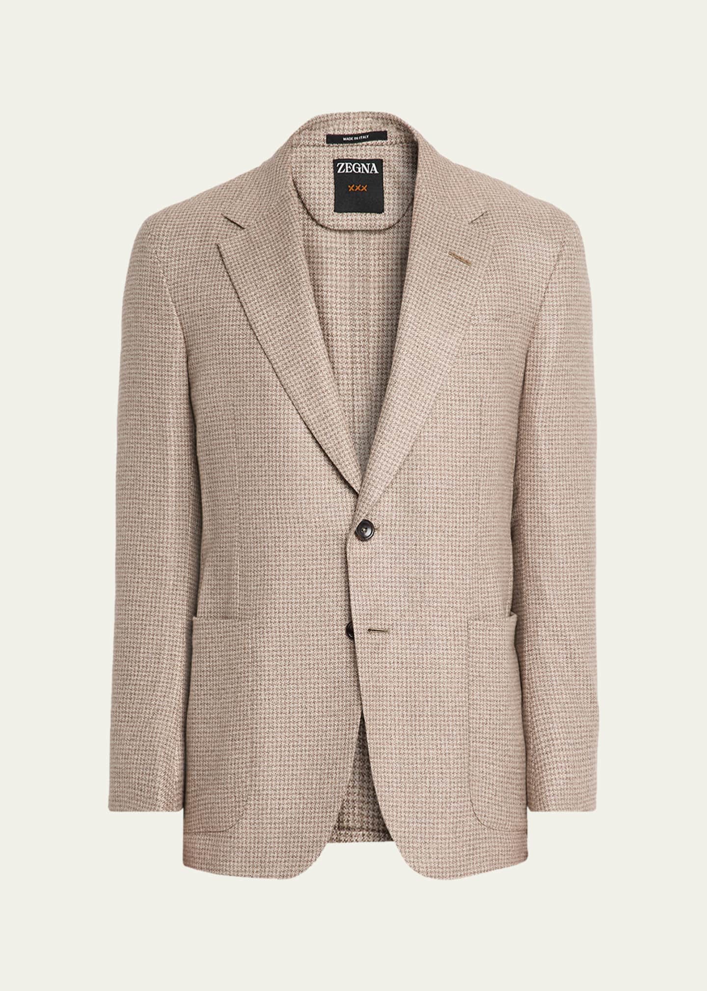 ZEGNA Men's Silk and Cashmere Houndstooth Notch-Lapel Sport Coat