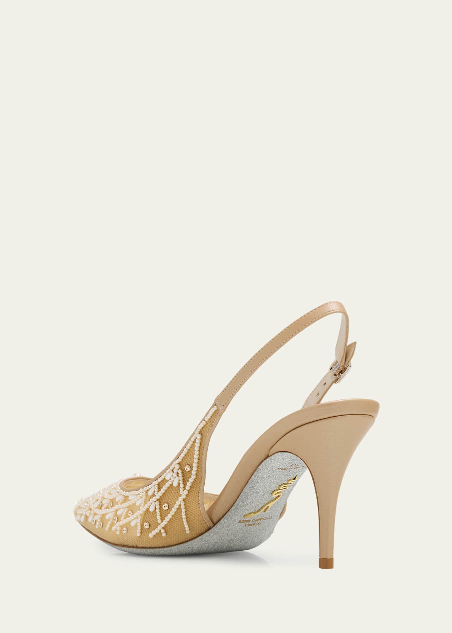 Rene Caovilla 80mm Embellished Net Tulle Pumps - Bergdorf Goodman