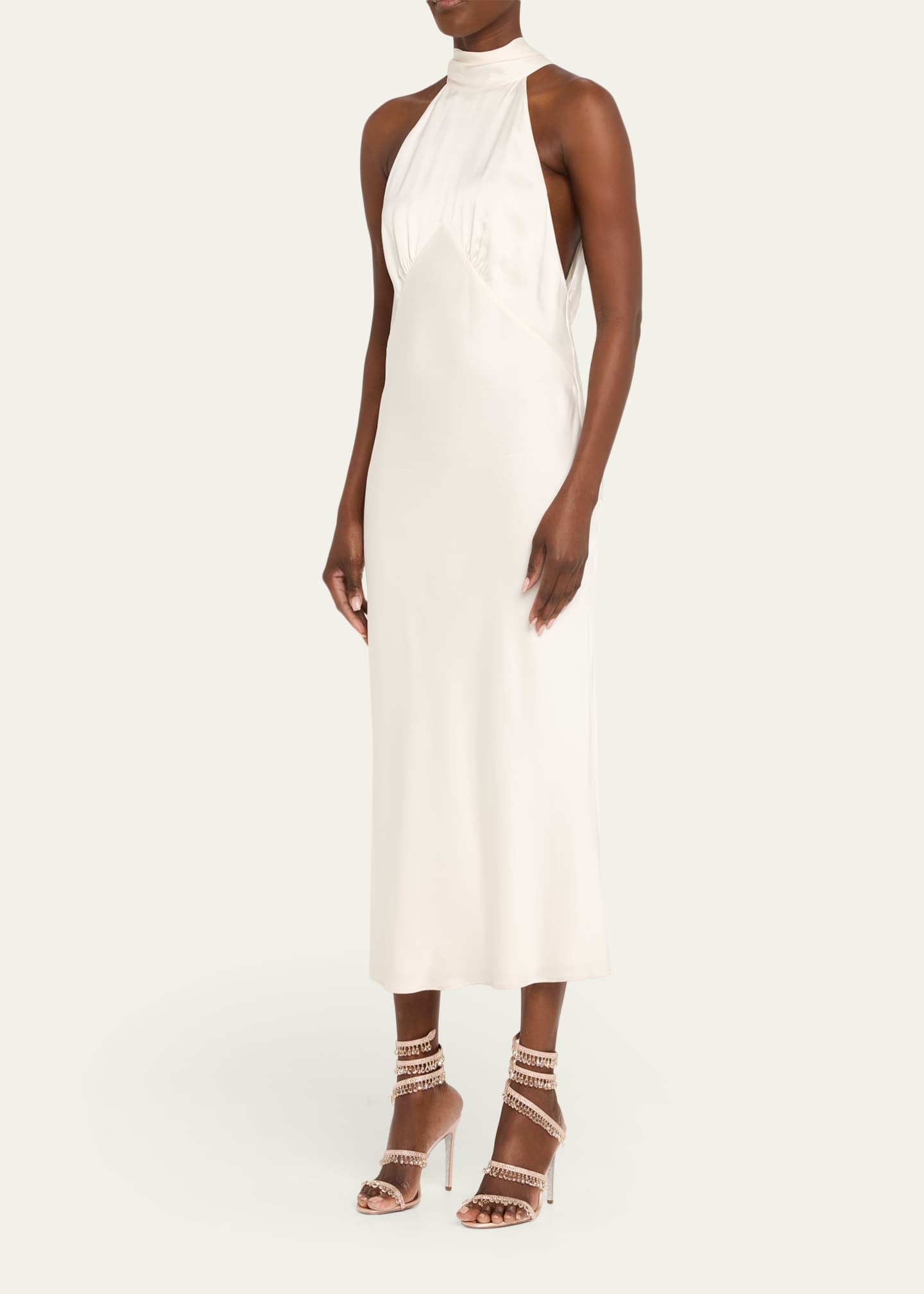 Rene Caovilla Chandelier Satin Snake Ankle Wrap Sandals - Bergdorf