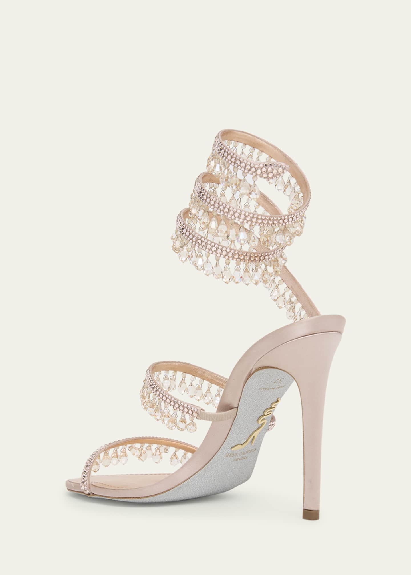 Rene Caovilla Chandelier Satin Snake Ankle Wrap Sandals Image 2 of 4
