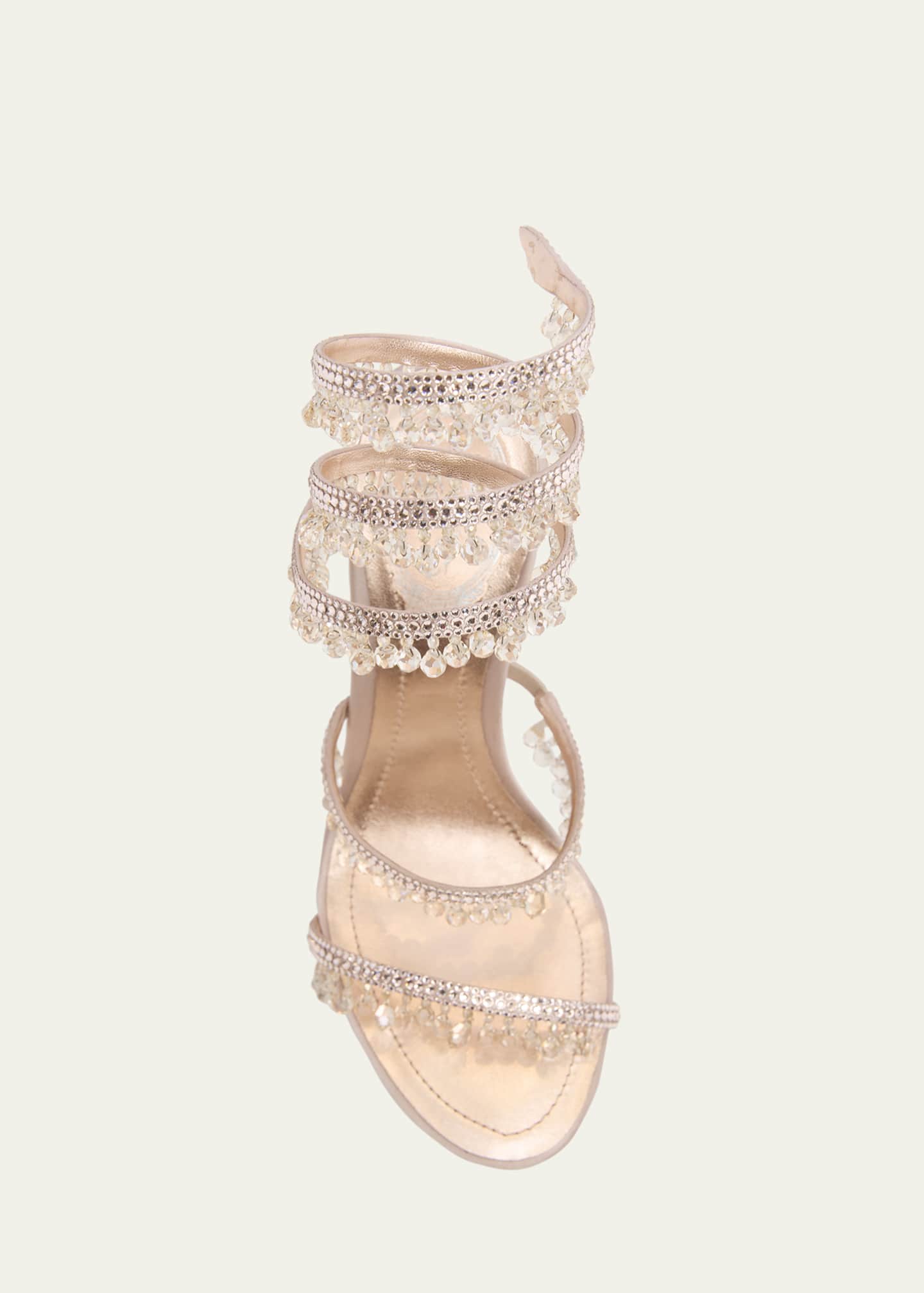 Rene Caovilla Chandelier Satin Snake Ankle Wrap Sandals Image 4 of 4