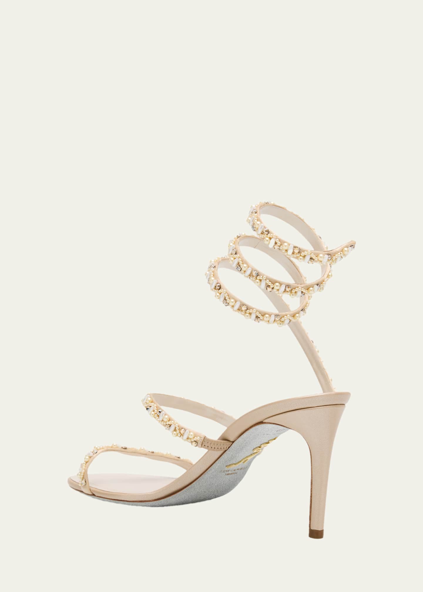 RENE CAOVLLA スネークサンダル Rene Caovilla Cleo Satin Crystal Snake-Wrap Sandals | Neiman Marcus