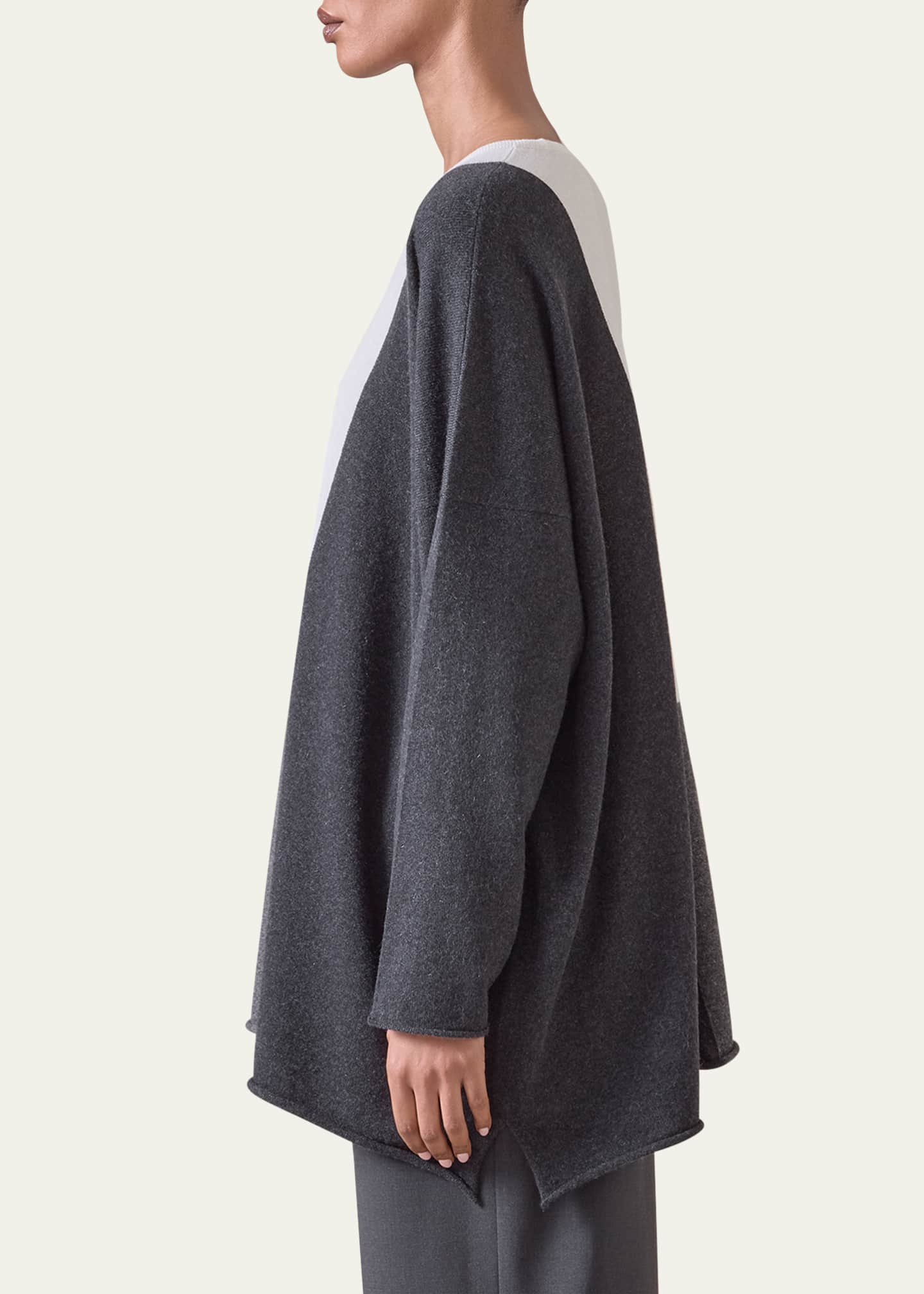 Eskandar Color Block Cashmere Bateau-Neck Sweater (Long Length) Image 4 of 5
