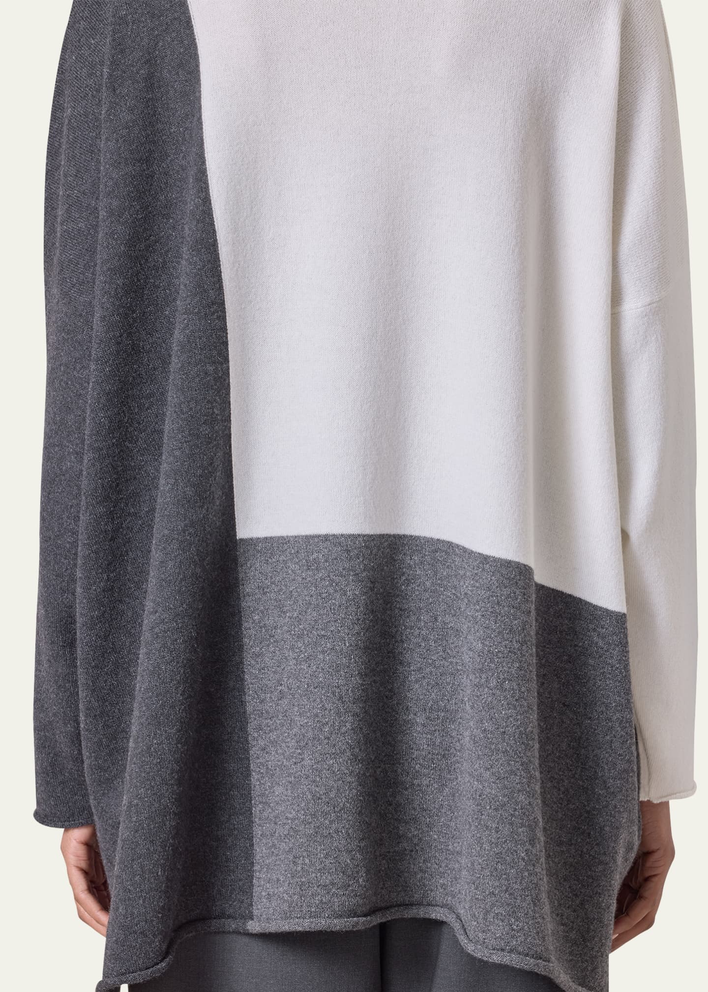 Eskandar Color Block Cashmere Bateau-Neck Sweater (Long Length) Image 5 of 5