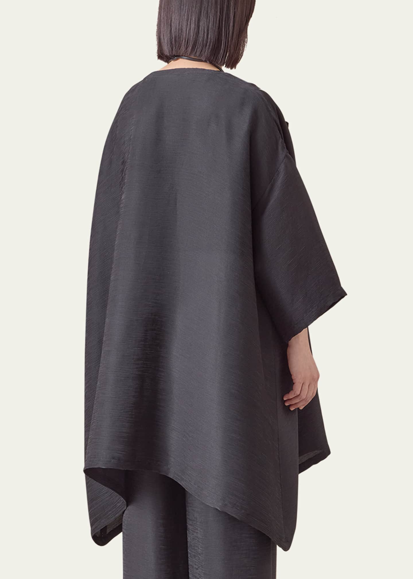 Eskandar Silk Plisse Wide A-Line Jacket Coat (Long Plus Length) Image 3 of 4