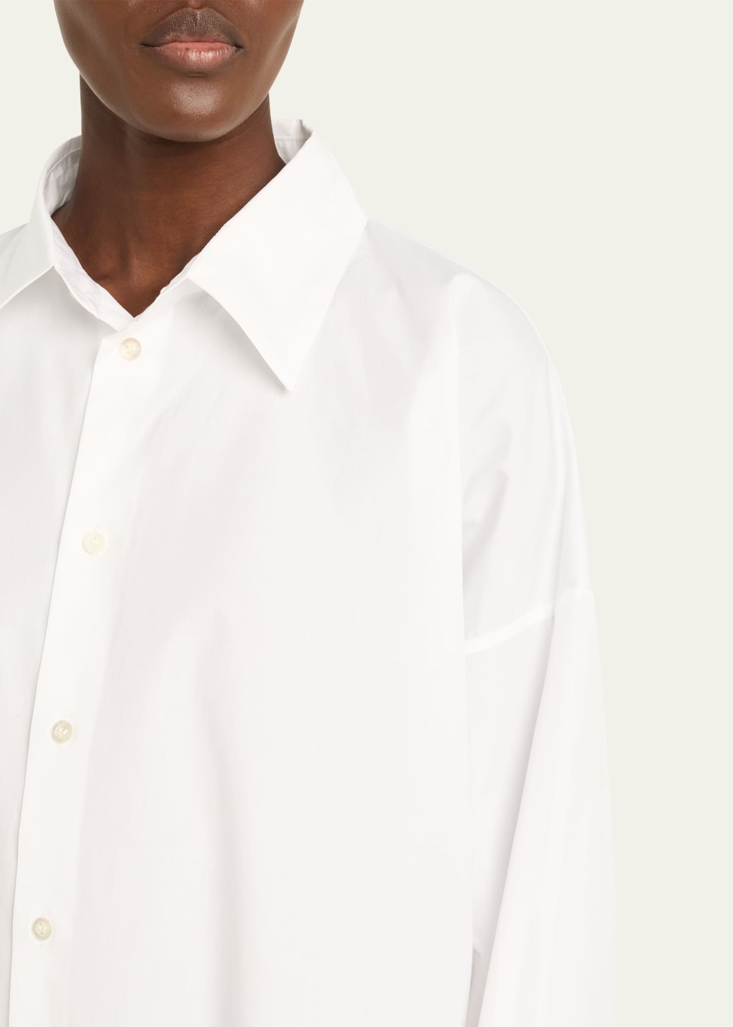 Eskandar Cotton Poplin Angle-To-Front Side Seam Shirt With