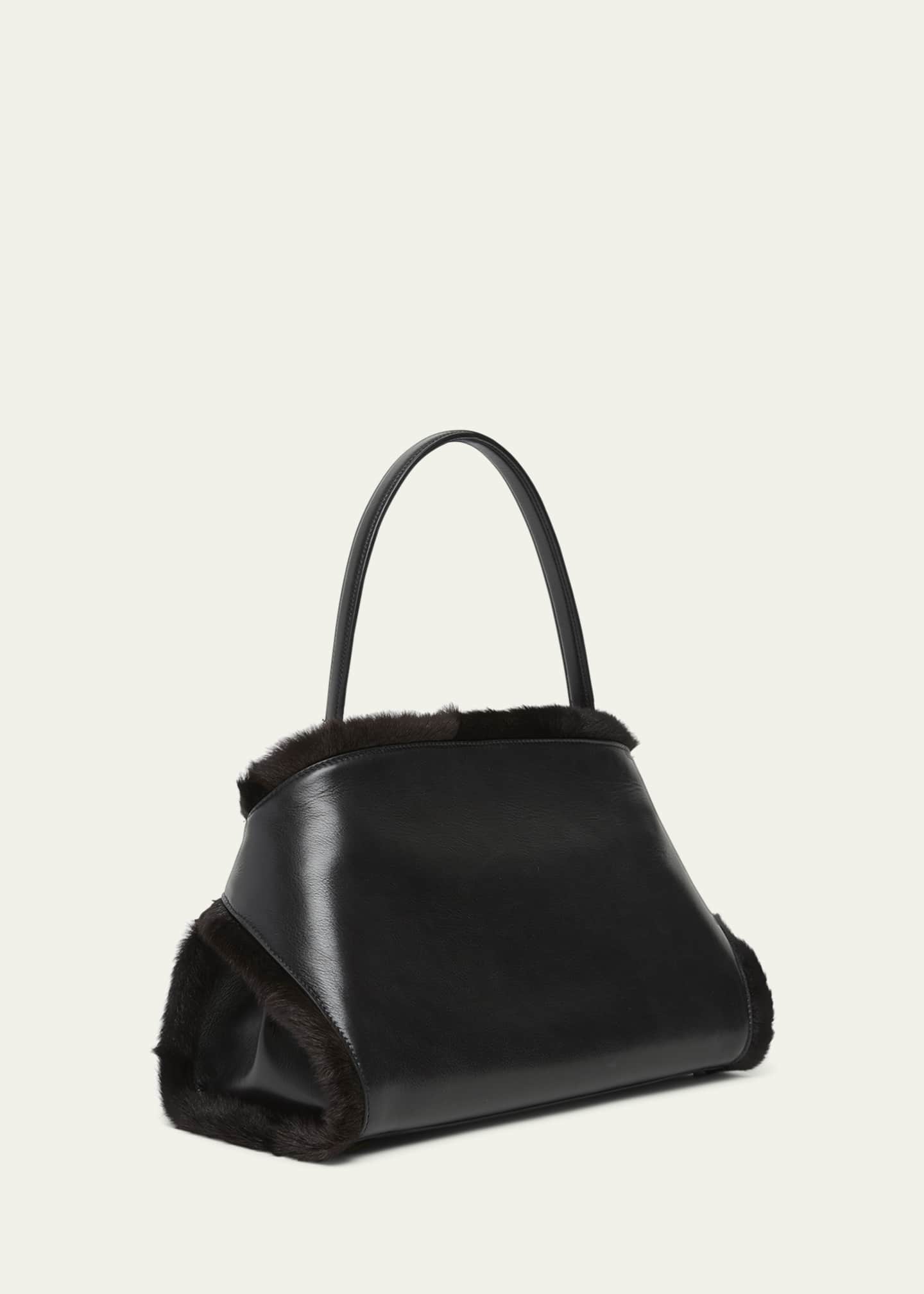 Ferragamo Hug Leather & Shearling Shoulder Bag - Bergdorf