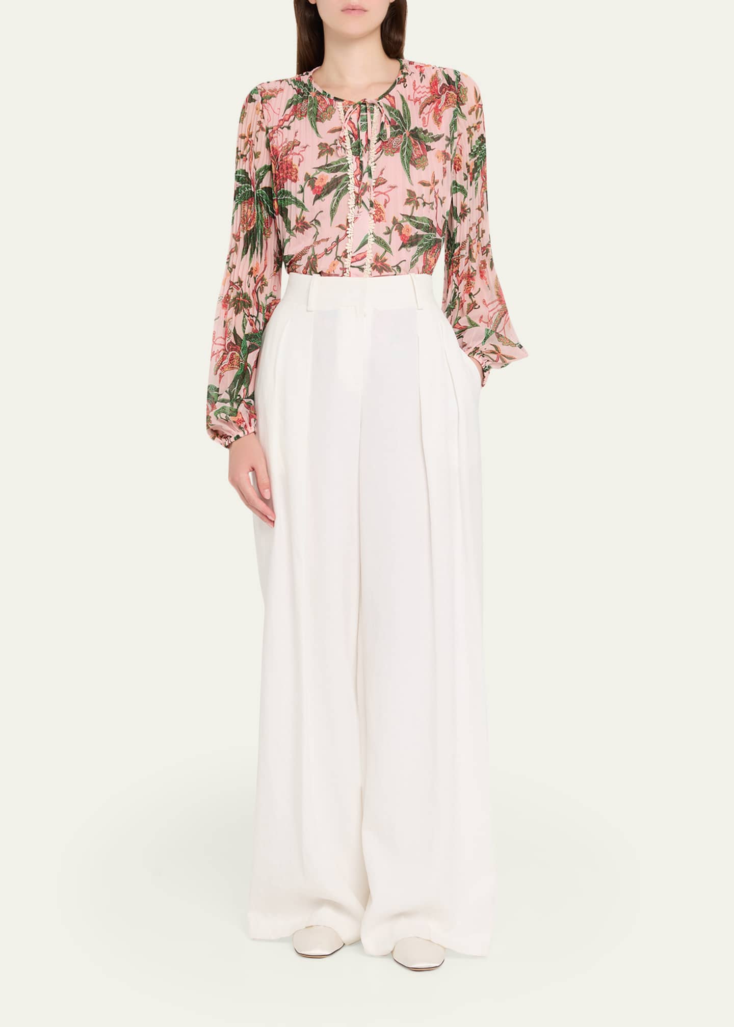 Kobi Halperin Helen Pleated Floral-Print Blouse Image 2 of 5
