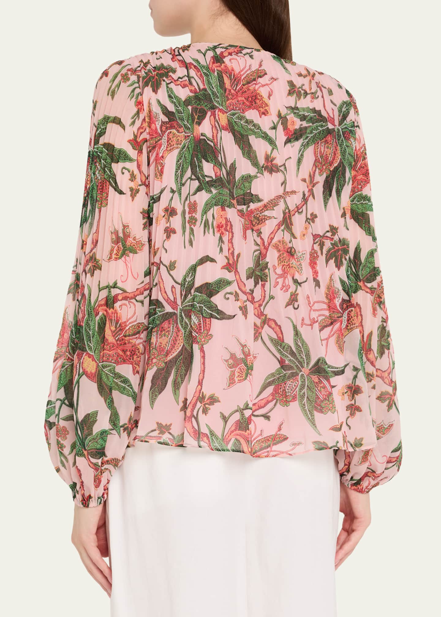 Kobi Halperin Helen Pleated Floral-Print Blouse Image 3 of 5