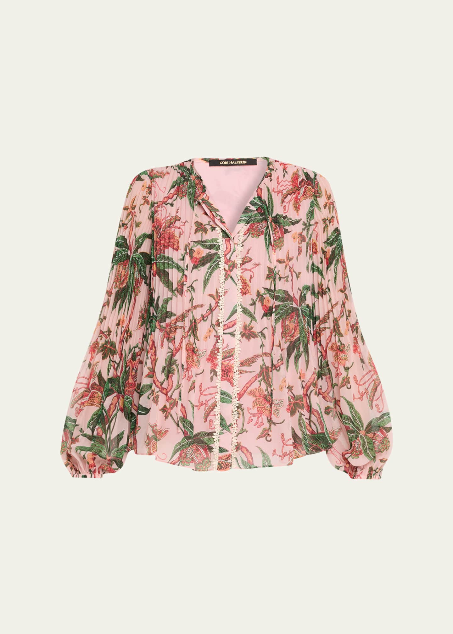 Kobi Halperin Helen Pleated Floral-Print Blouse Image 1 of 5