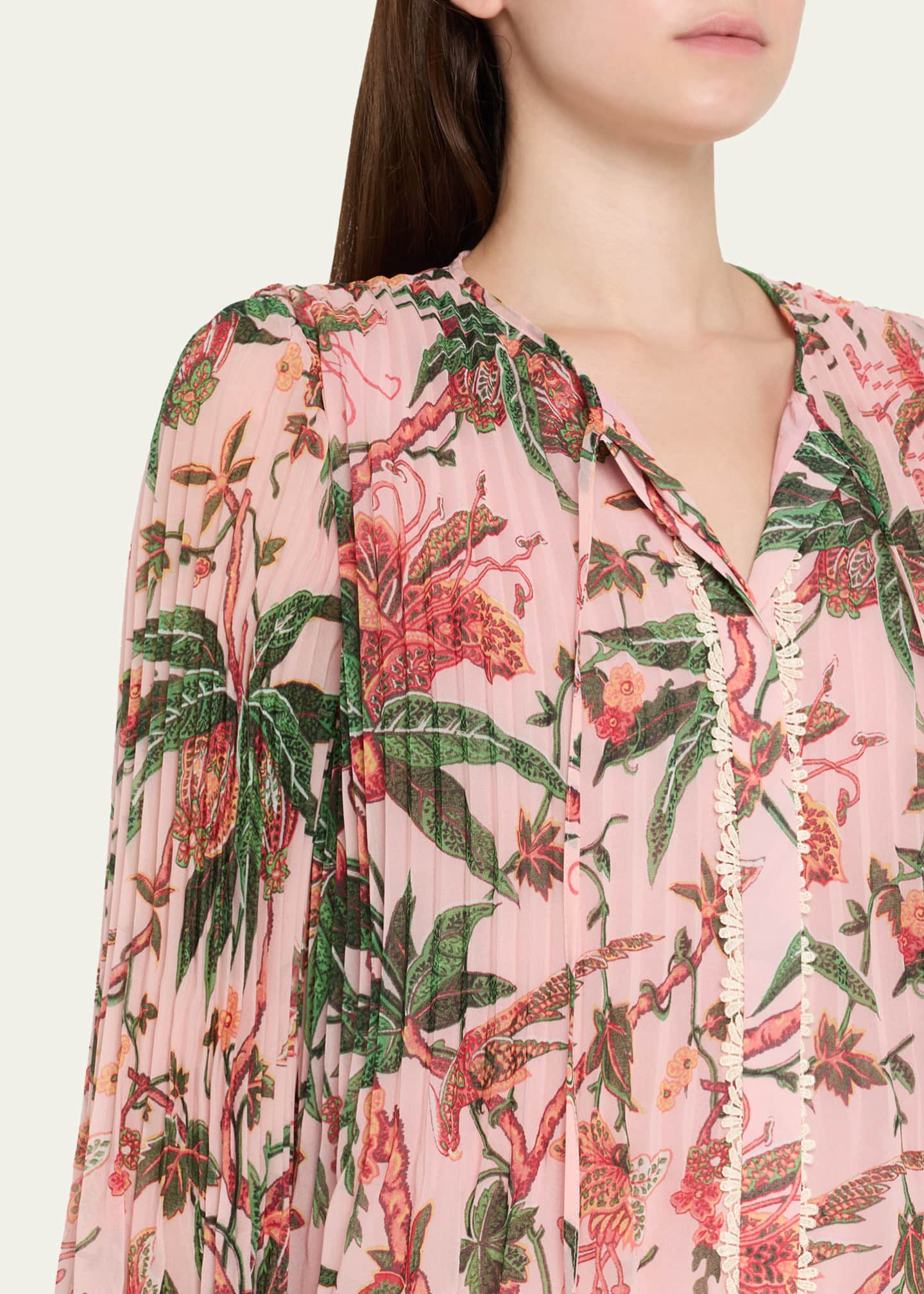 Kobi Halperin Helen Pleated Floral-Print Blouse Image 5 of 5