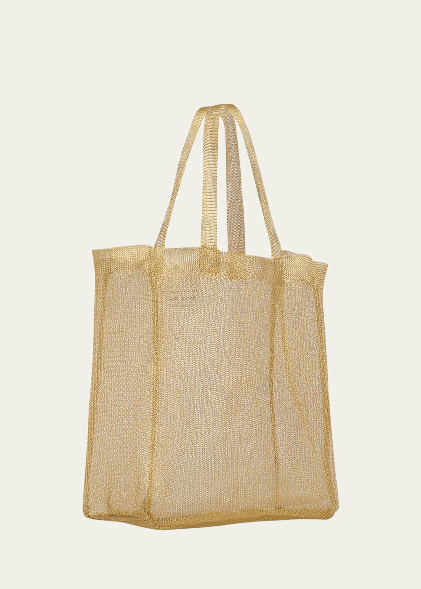 THE ROW Imogen Mini Tote Bag in Brass Mesh Image 2 of 3