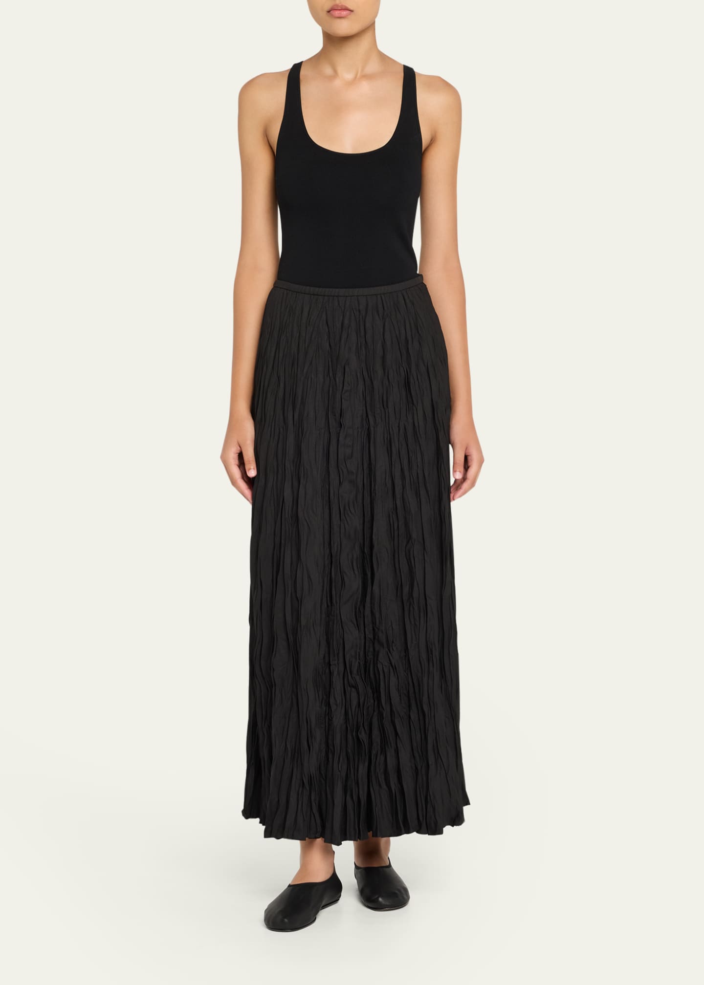 Lafayette 148 New York Crinkled A-Line Midi Skirt Image 2 of 5