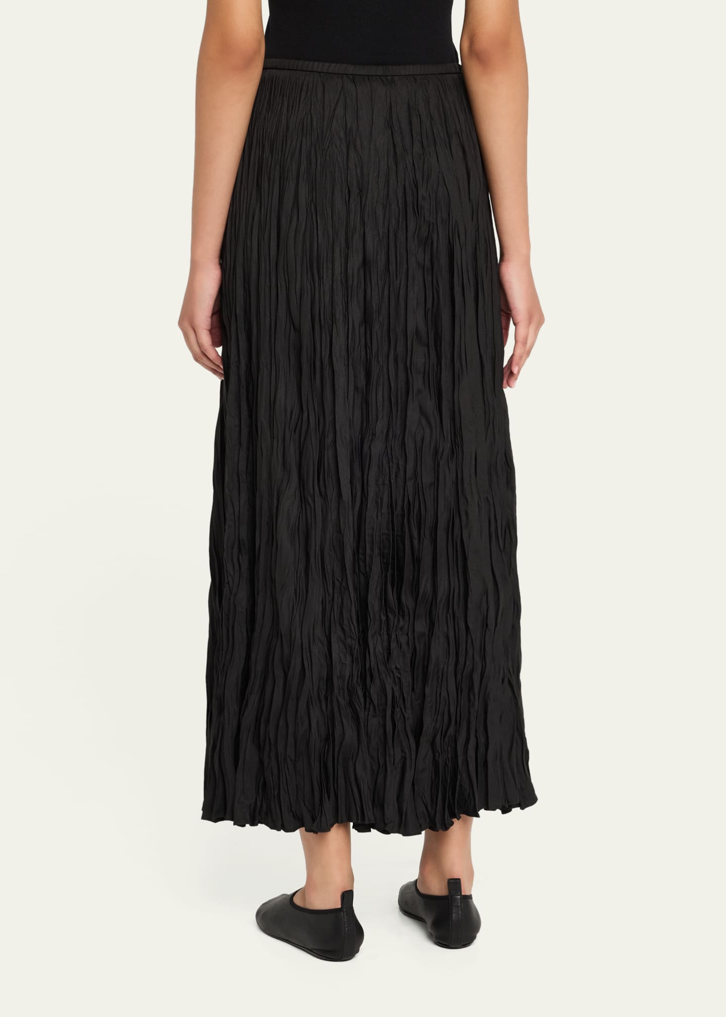 Lafayette 148 New York Crinkled A-Line Midi Skirt Image 3 of 5