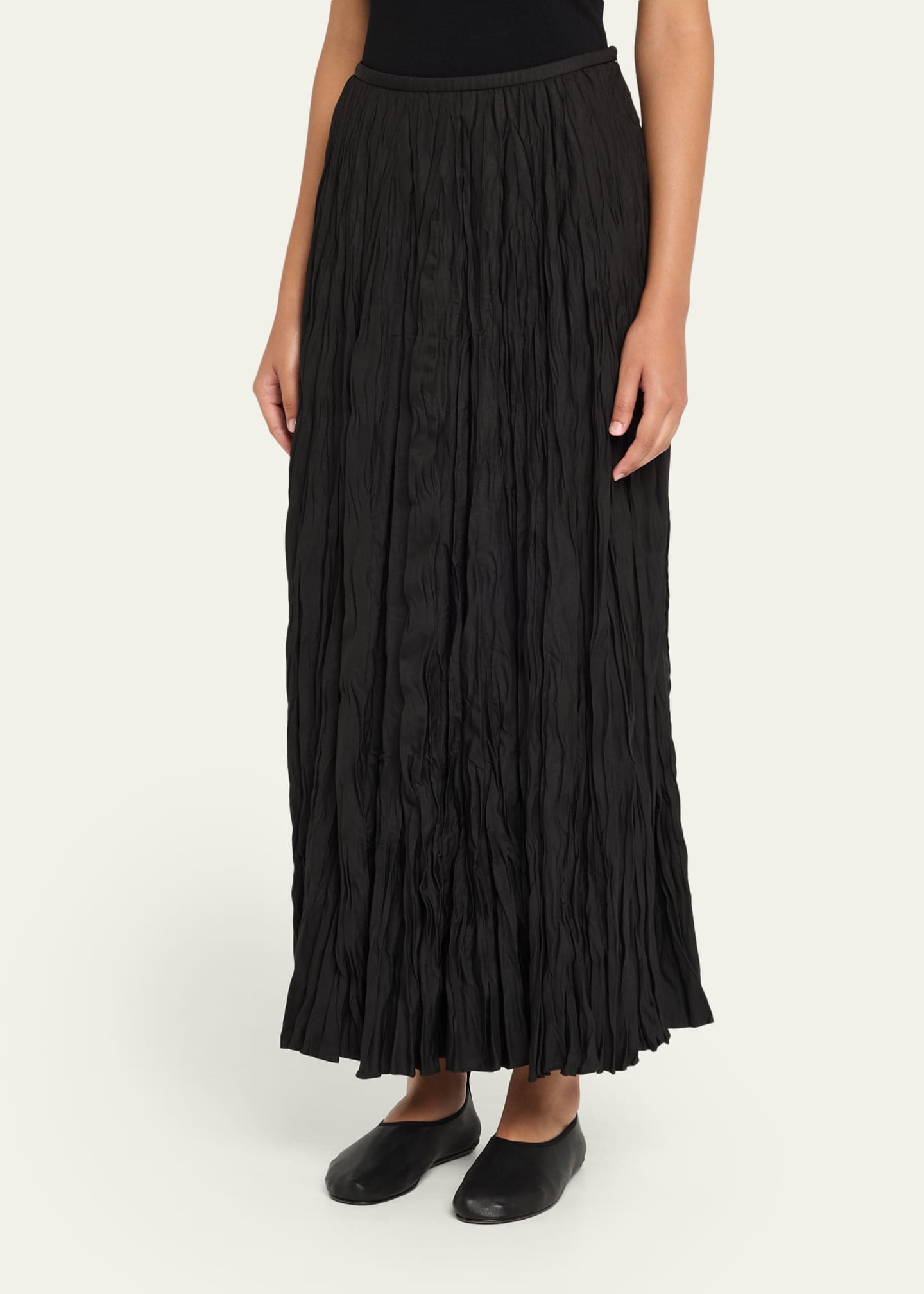 Lafayette 148 New York Crinkled A-Line Midi Skirt Image 4 of 5