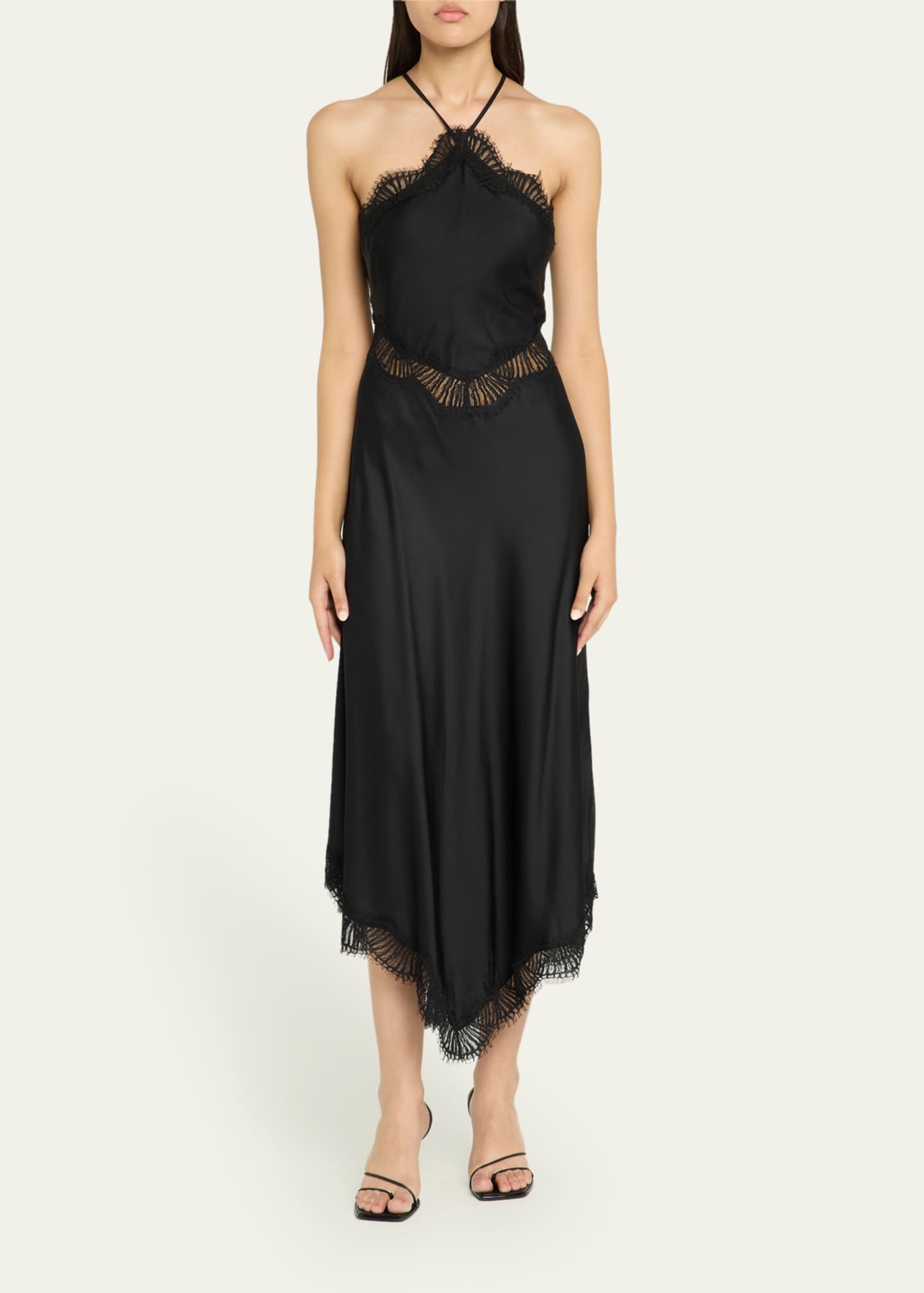A.L.C. Lucia Lace Satin Halter Midi Dress - Bergdorf Goodman