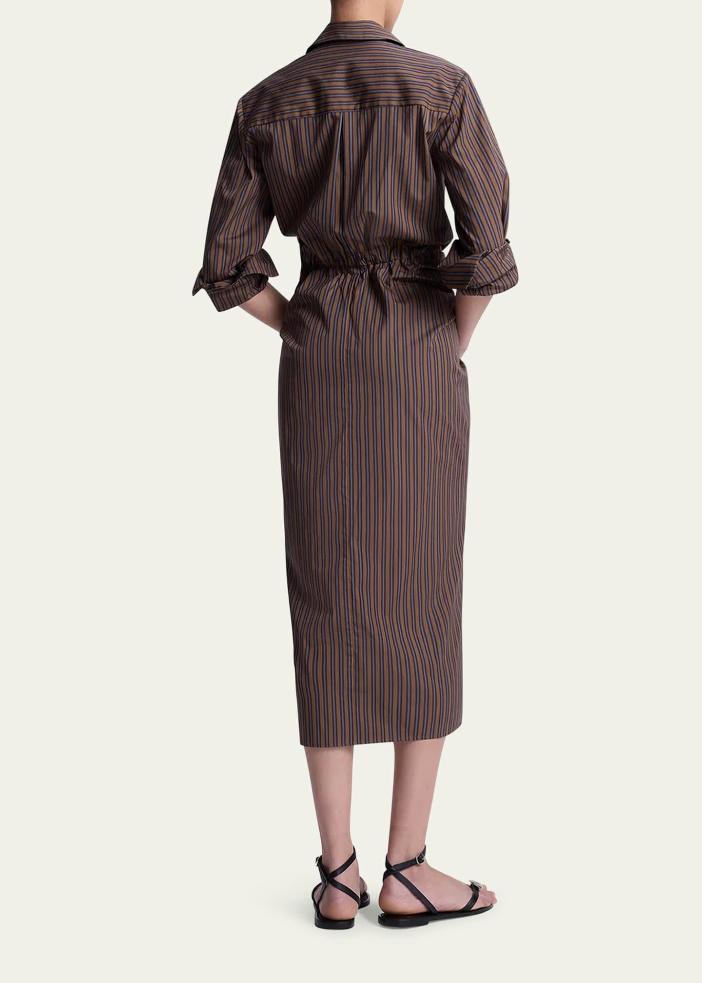 Mila Pinstripe Draped Shirtdress