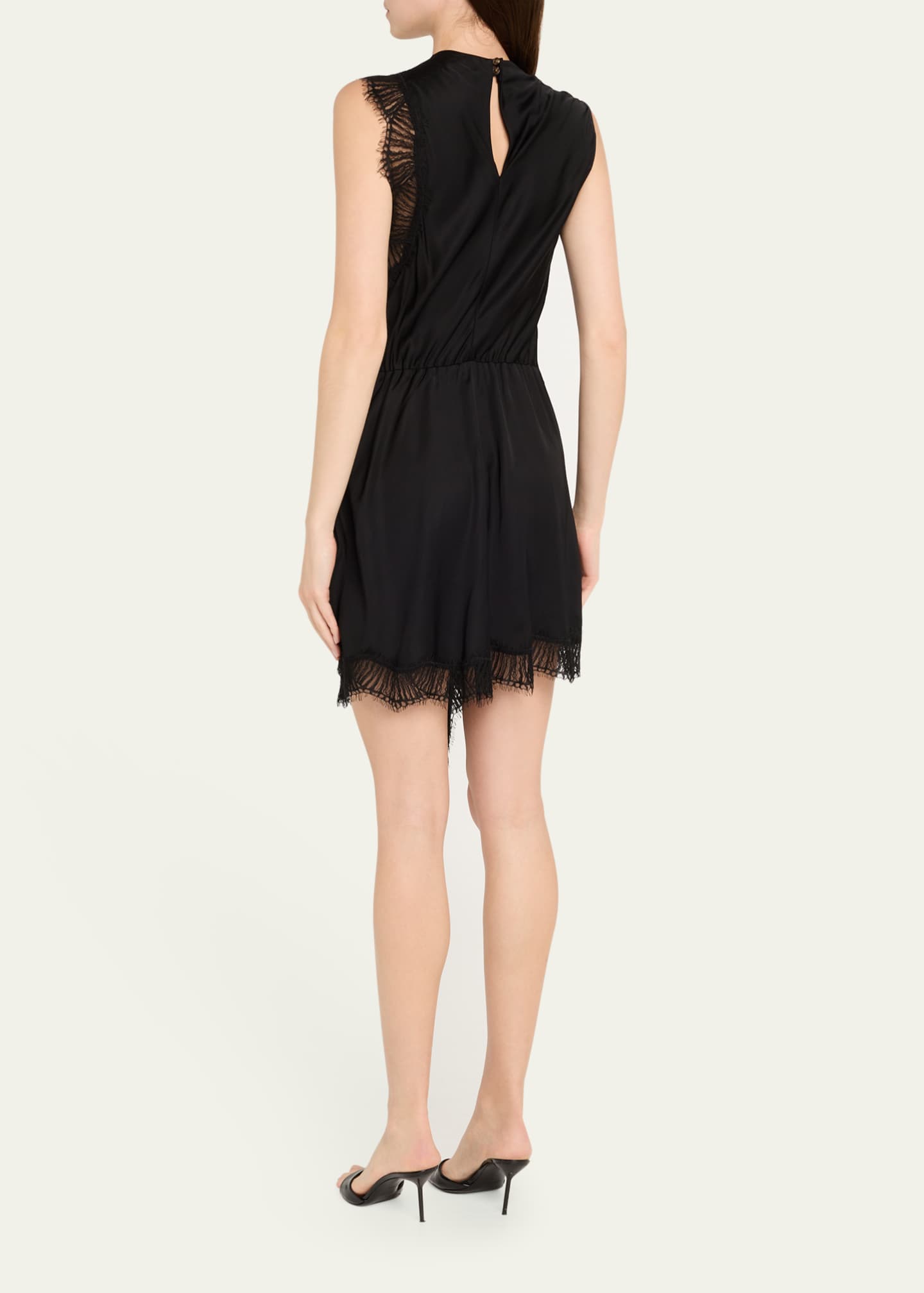 A.L.C. Dion Draped Lace-Trim Satin Mini Dress - Bergdorf Goodman