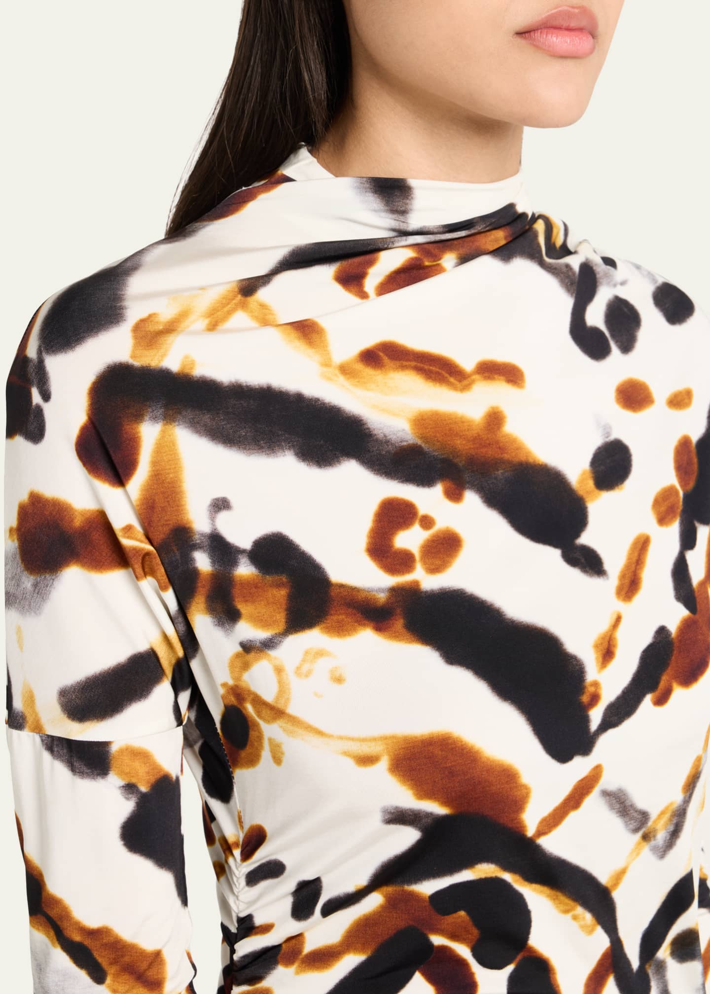 A.L.C. Women's Lia Draped Jersey Printed Maxi Dress Black Camel