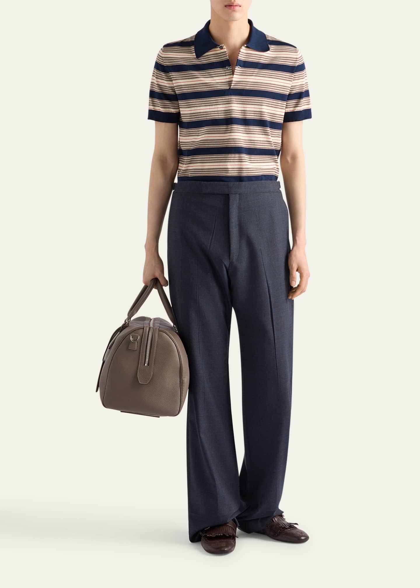 Prada Men's Multi-Stripe Polo Shirt Image 2 of 4