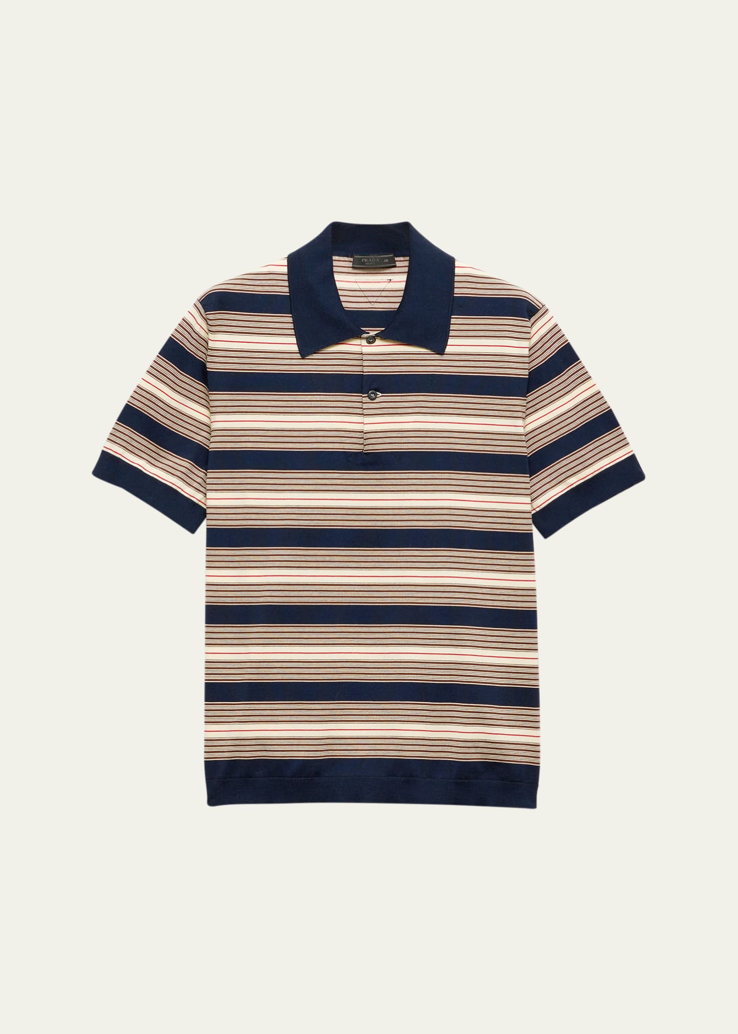 Prada Men's Multi-Stripe Polo Shirt Image 1 of 4