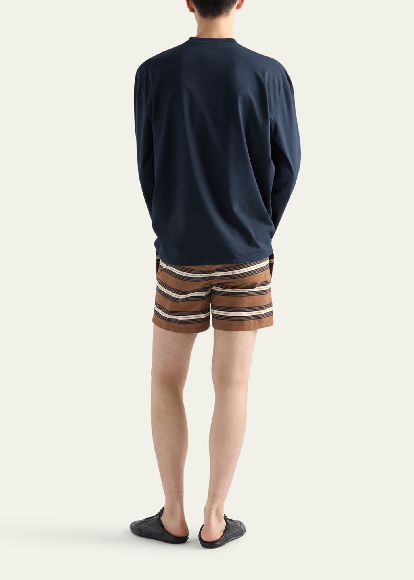 Prada Men's Nylon Stripe Swim Trunks Image 3 of 5