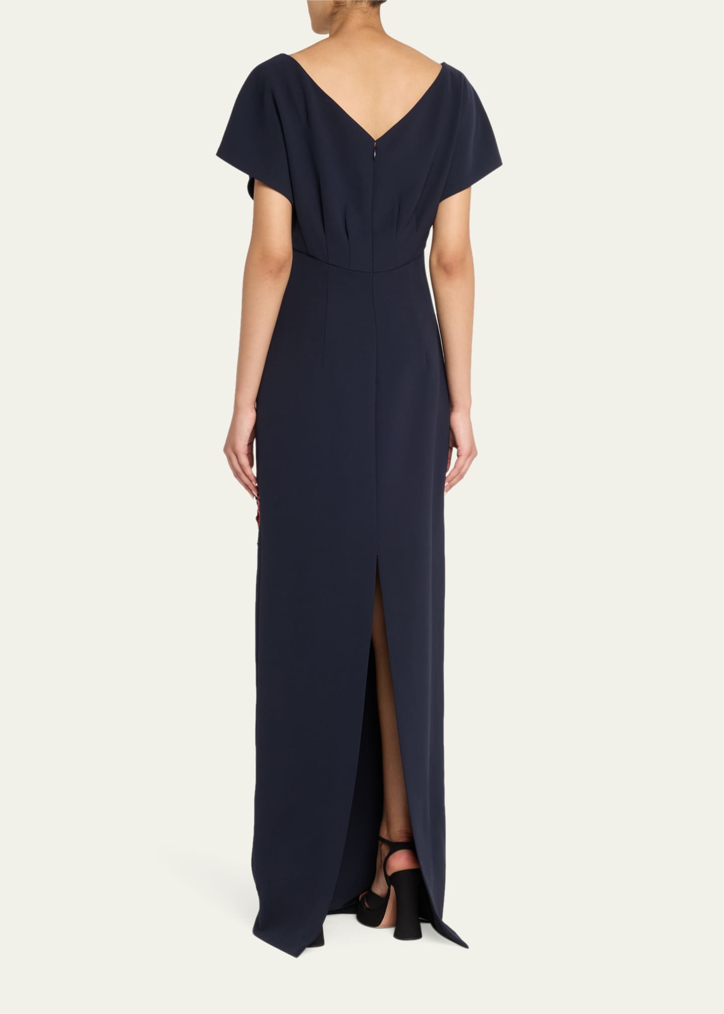 Lela Rose Savannah Sequined Floral Embroidered Empire Gown Image 3 of 5
