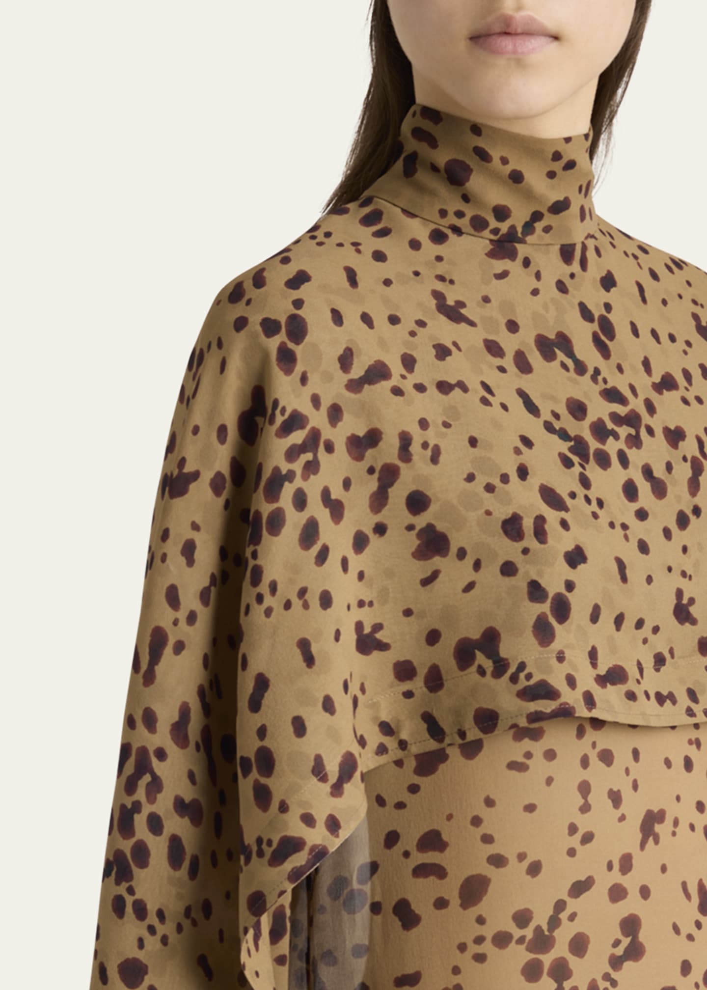 Ferragamo Orchid Print Silk Cape Midi Dress Image 5 of 5