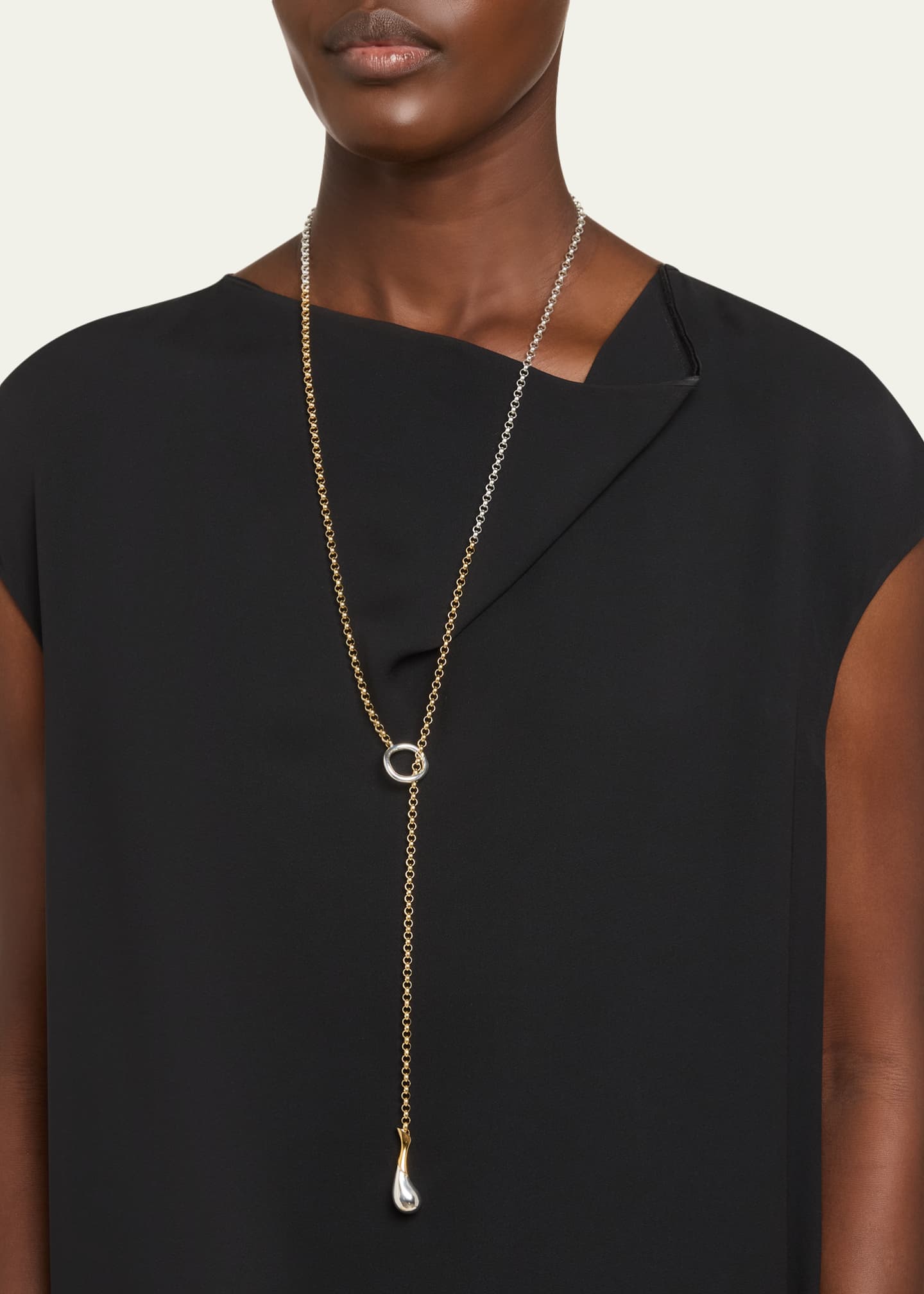 Silver and Gold Drop Chain Necklace