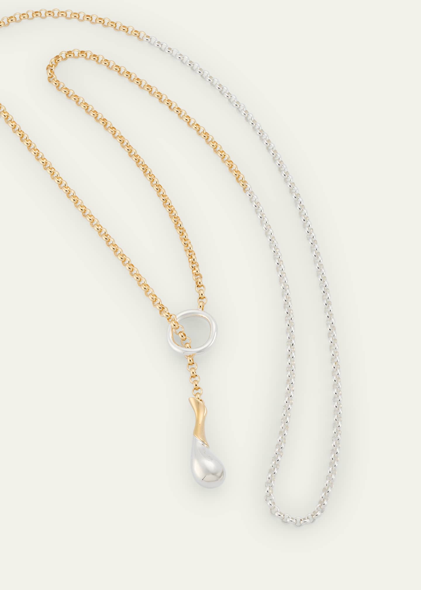 Silver and Gold Drop Chain Necklace