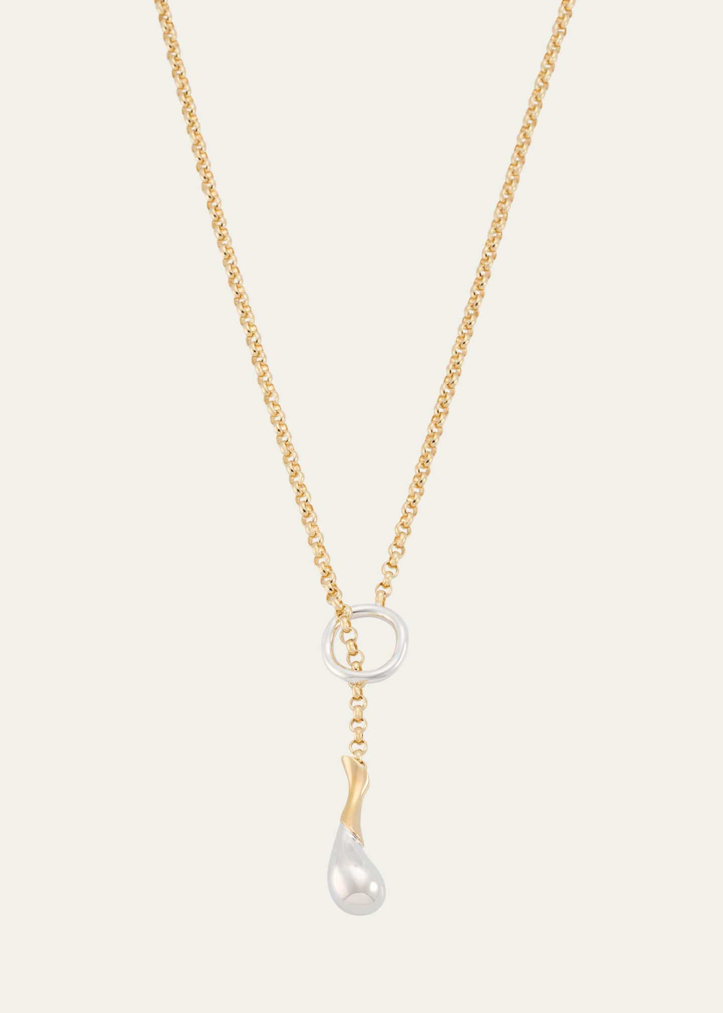 Bottega Veneta Silver and Gold Drop Chain Necklace Image 1 of 4