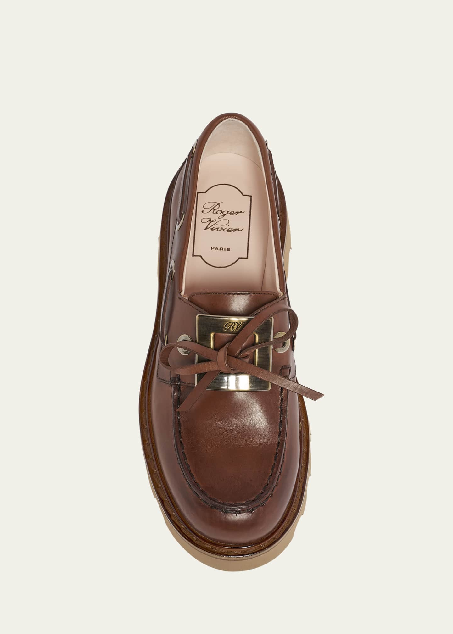 Viv Ranger Leather Buckle Lug-Sole Boat Loafers