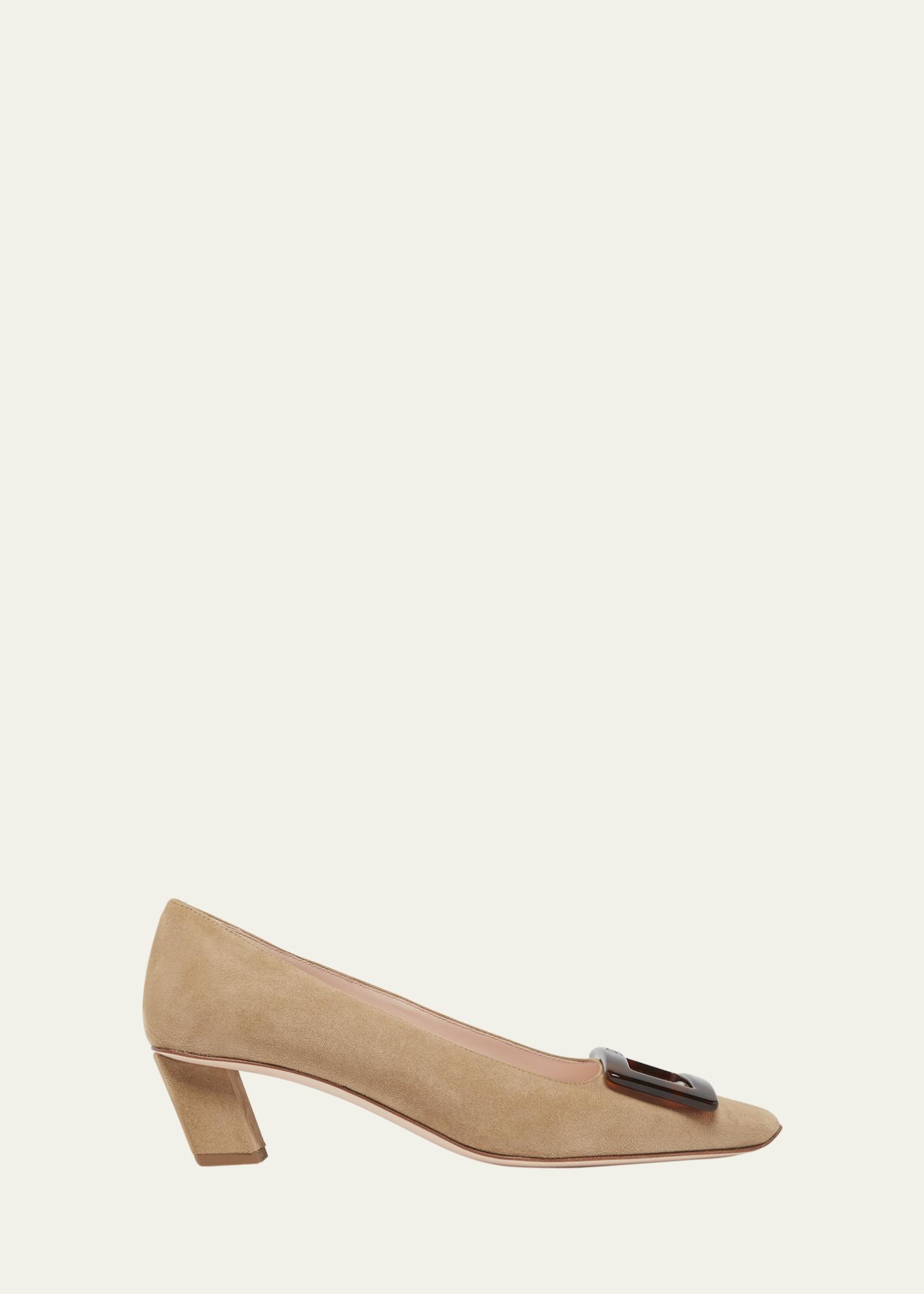 Roger Vivier Belle Vivier Suede Buckle Pumps - Bergdorf Goodman