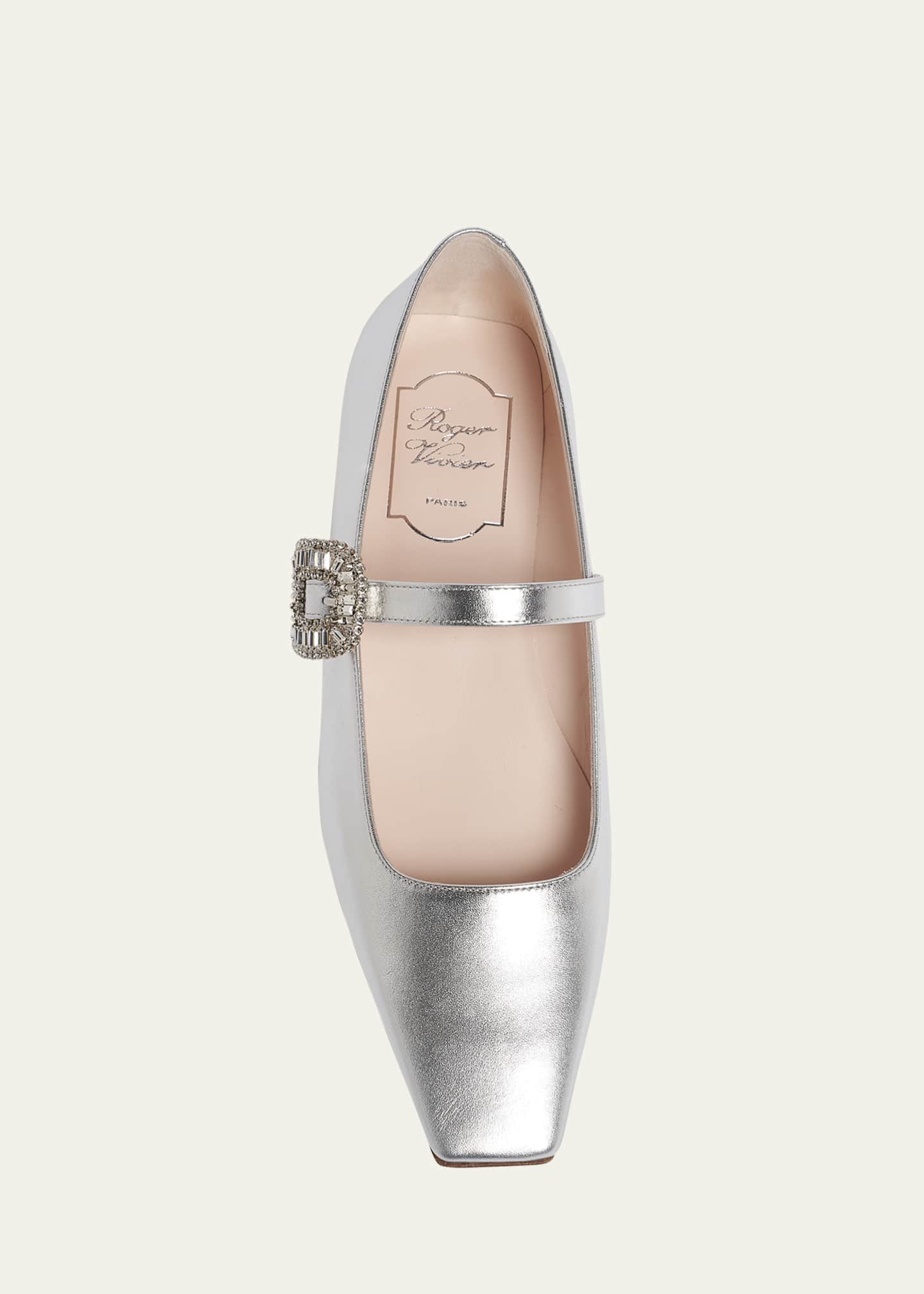 Roger Vivier Belle Vivier Metallic Leather Crystal Buckle