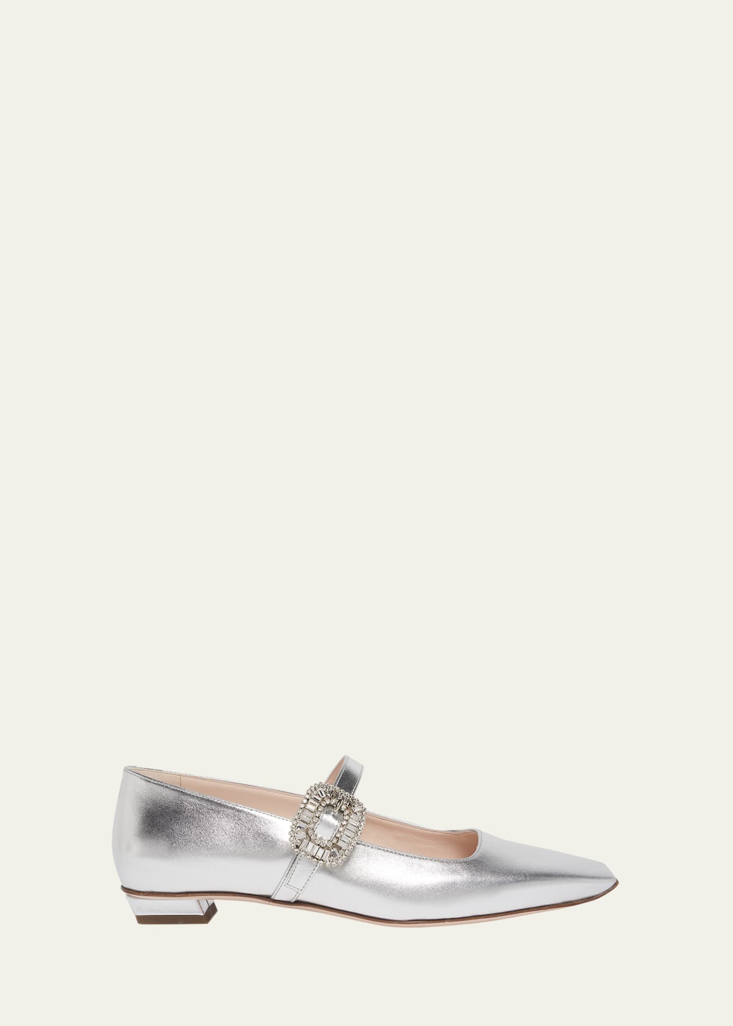 Roger Vivier Belle Vivier Metallic Leather Crystal Buckle