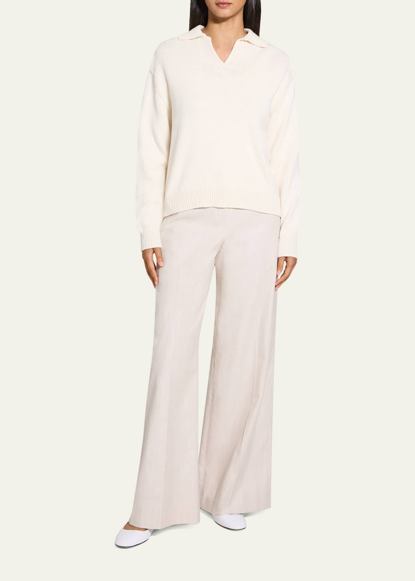 Theory Wave Bouclé Polo Sweater Image 2 of 5
