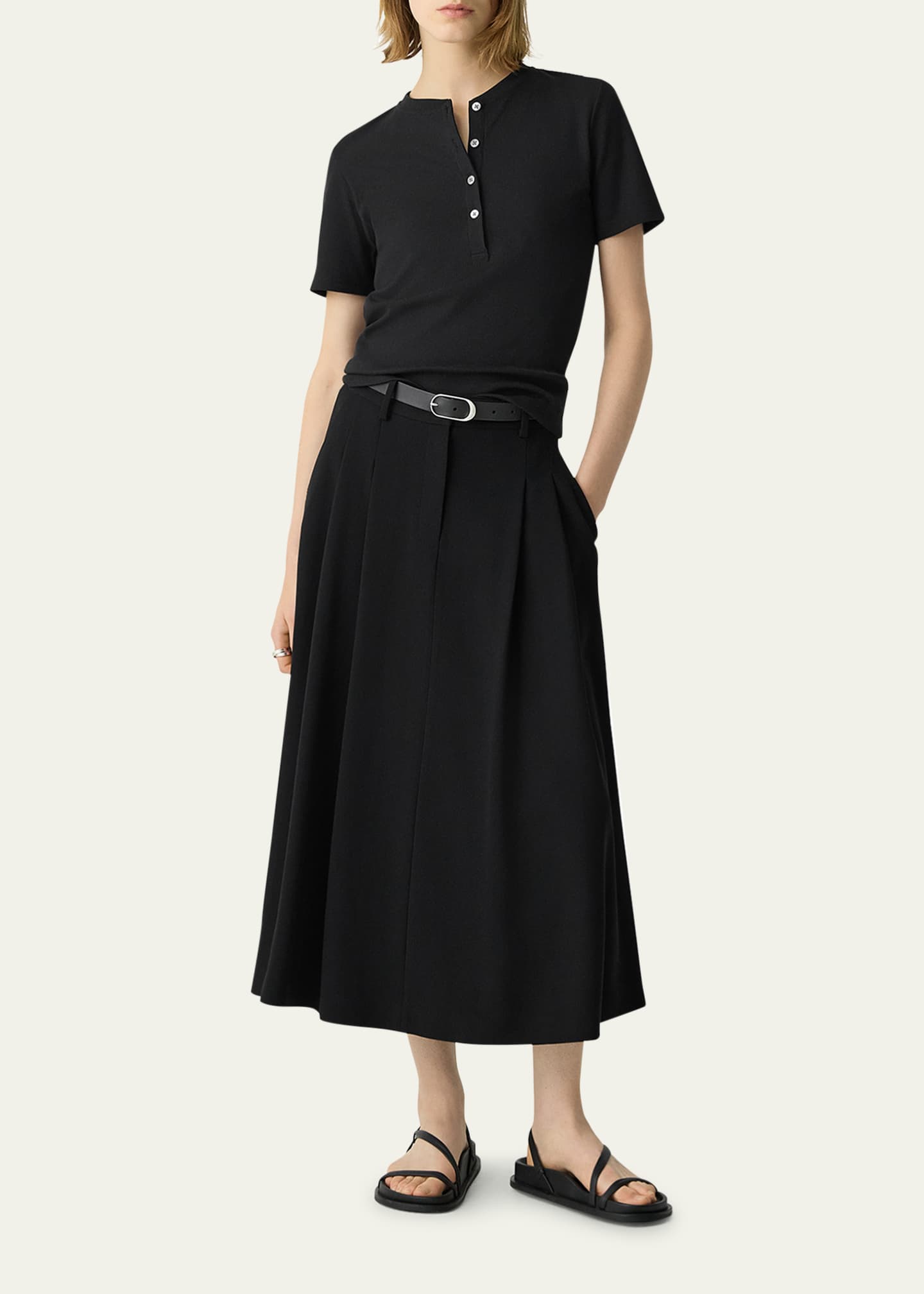 Theory Double-Pleat Trouser Maxi Skirt Image 2 of 5