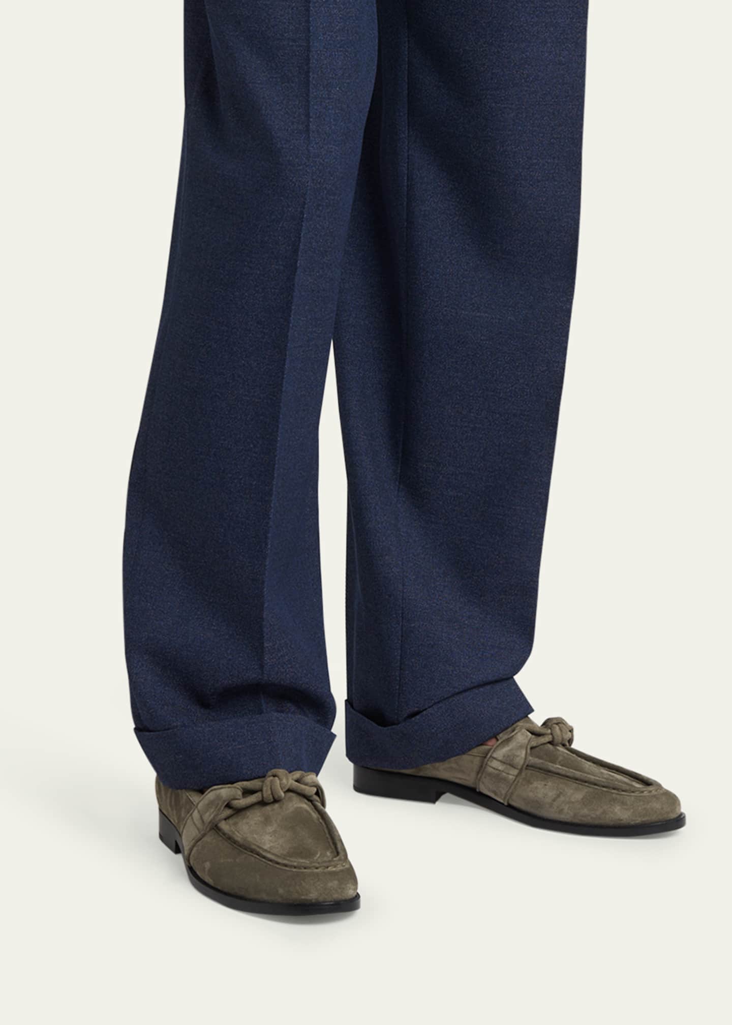 Bottega Veneta Men's Astaire Knot Suede Loafers Image 2 of 6