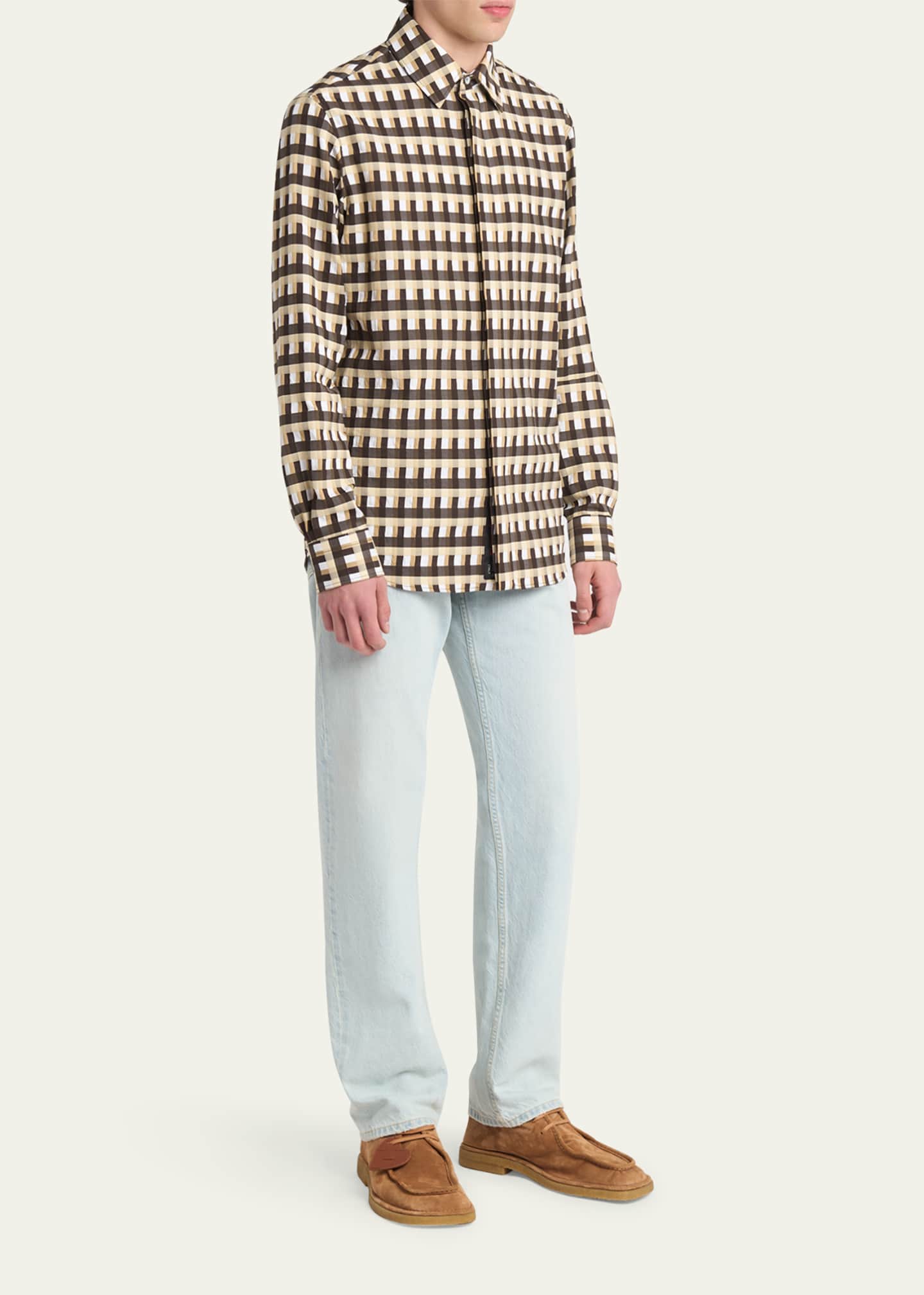 Bottega Veneta Men's Daddy Suede Lace-Up Loafers with Intrecciato Leather Charm Image 3 of 6