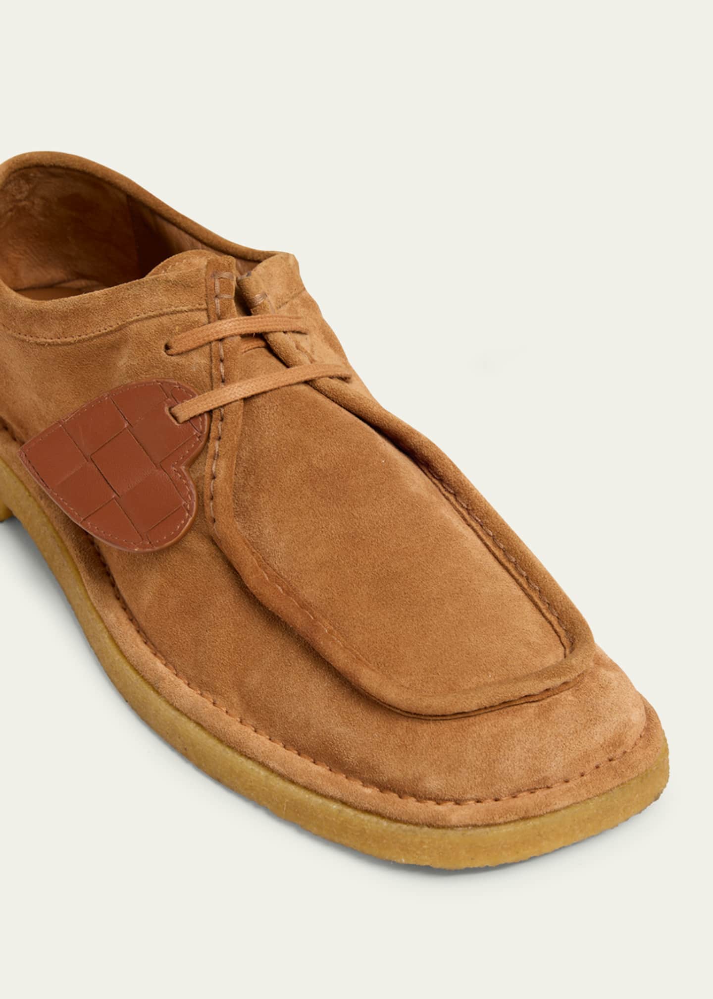 Bottega Veneta Men's Daddy Suede Lace-Up Loafers with Intrecciato Leather Charm Image 5 of 6